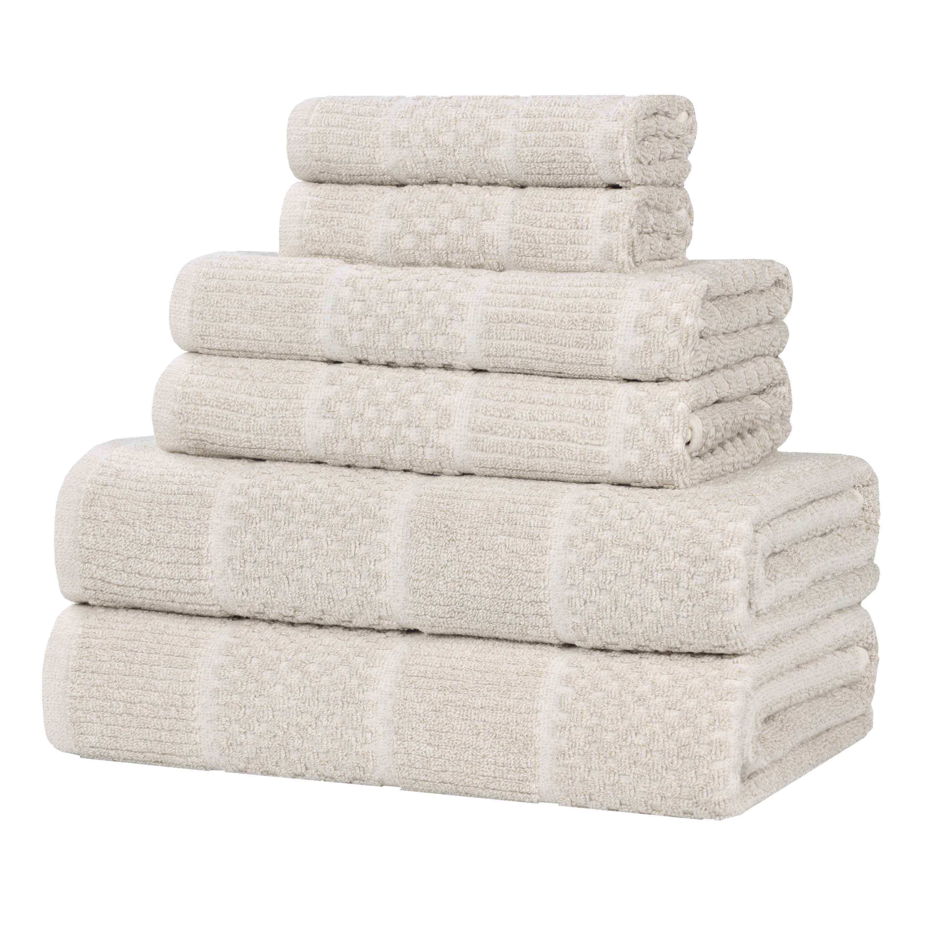 Naples Cotton Blend Textured Checkered and Ribbed 6 Piece Towel Set - Towel Set by Superior Brand