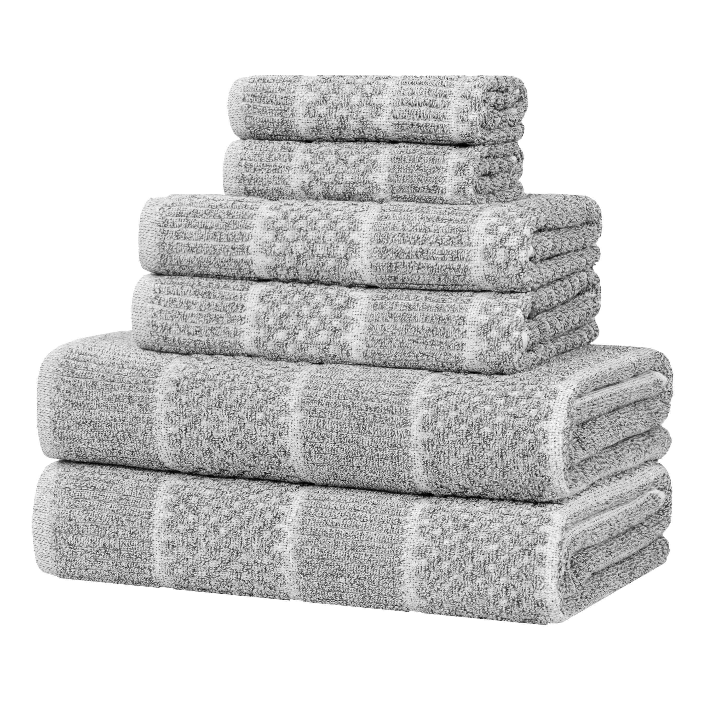 Naples Cotton Blend Textured Checkered and Ribbed 6 Piece Towel Set - Towel Set by Superior Brand