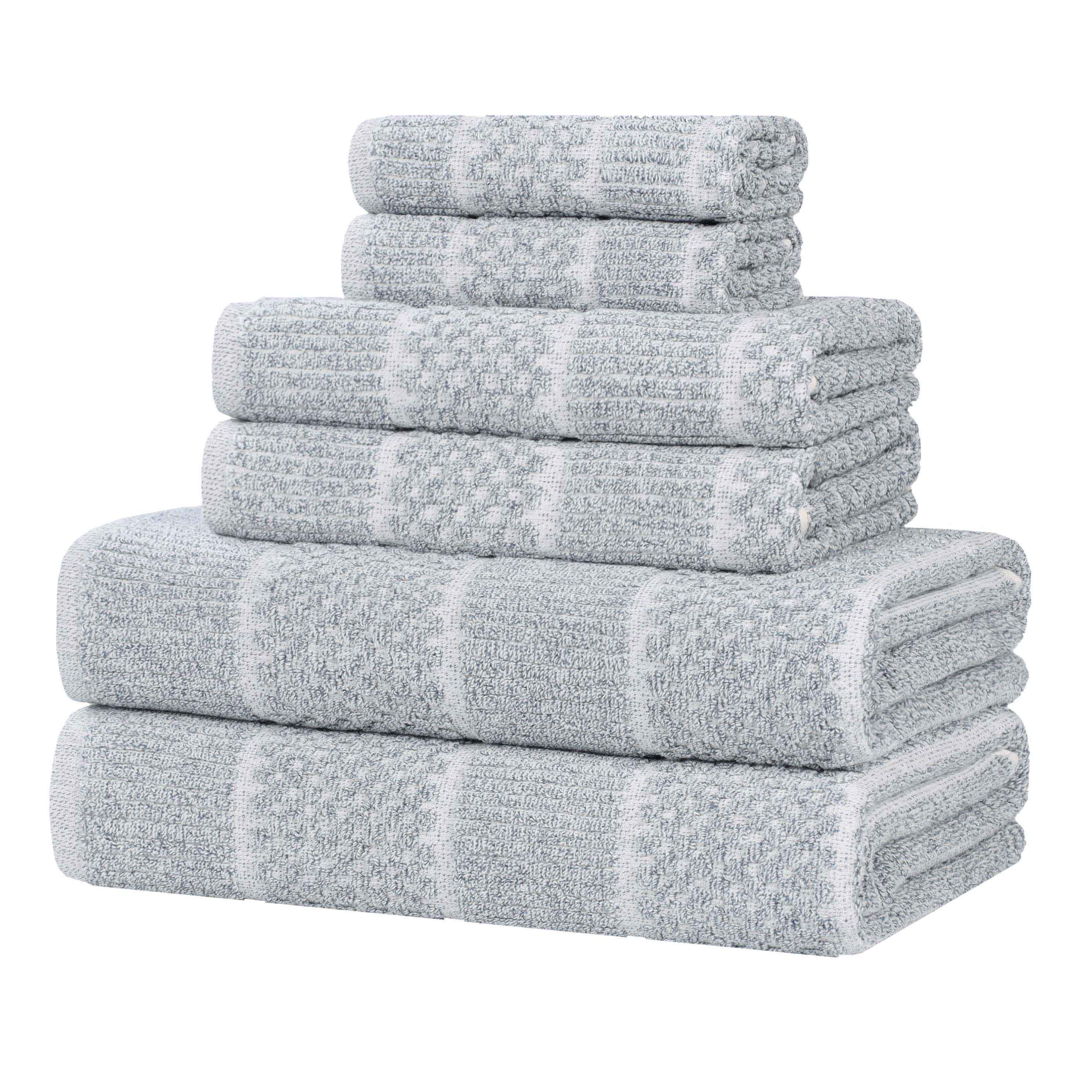 Naples Cotton Blend Textured Checkered and Ribbed 6 Piece Towel Set - Towel Set by Superior Brand