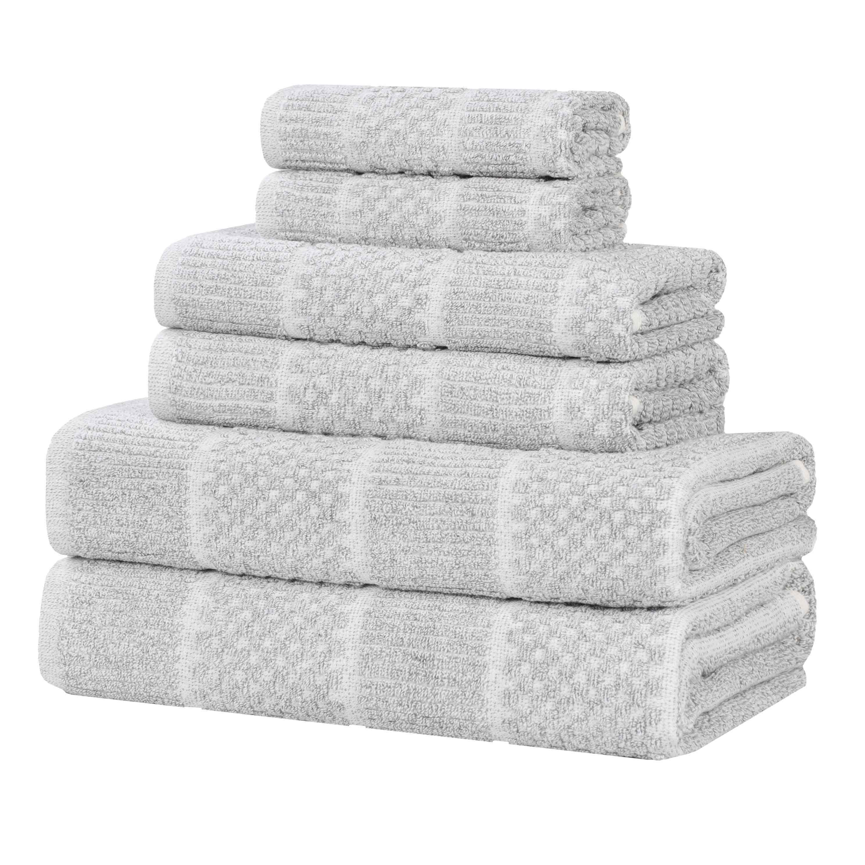 Naples Cotton Blend Textured Checkered and Ribbed 6 Piece Towel Set - Towel Set by Superior Brand