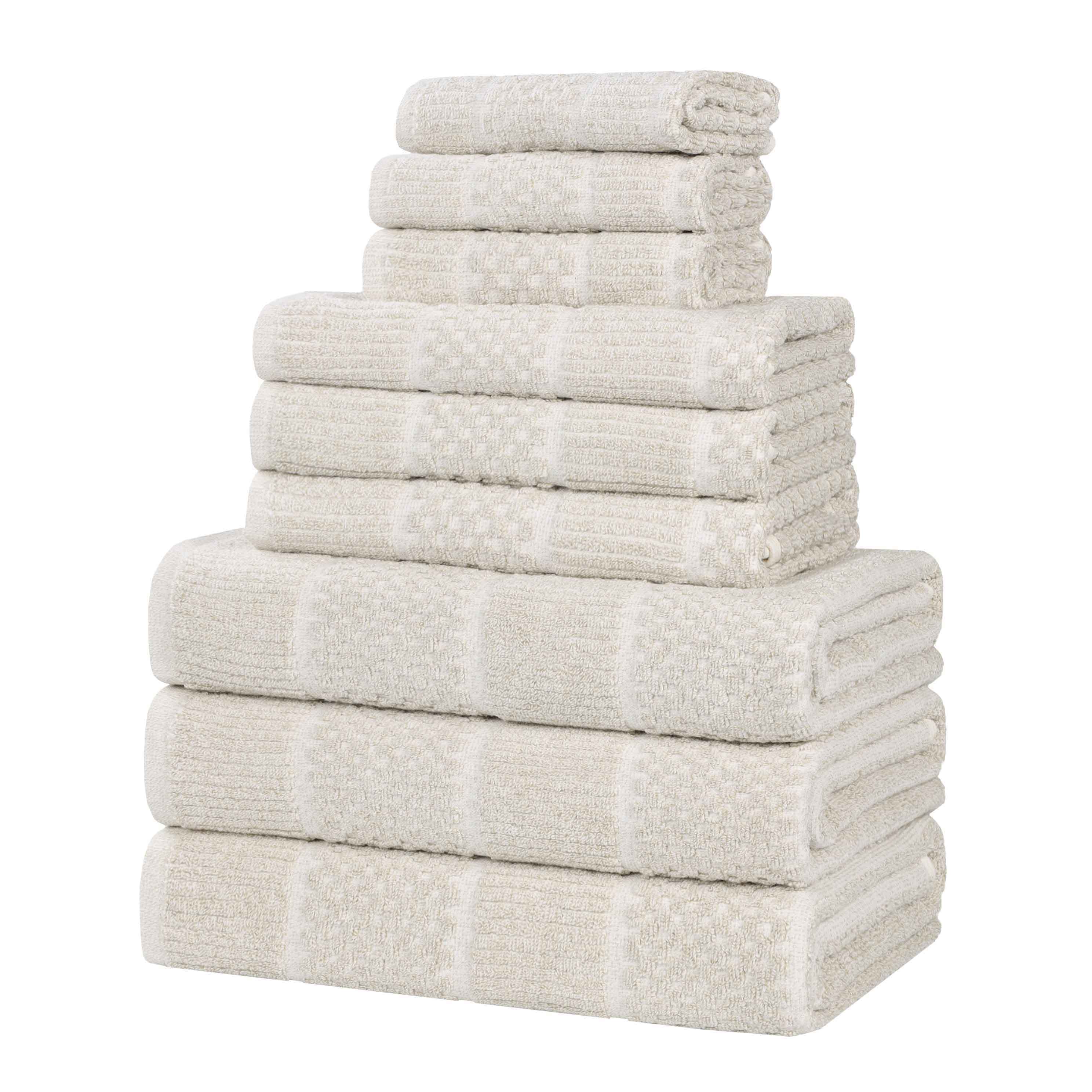 Naples Cotton Blend Textured Checkered and Ribbed 9 Piece Towel Set - Towel Set by Superior Brand