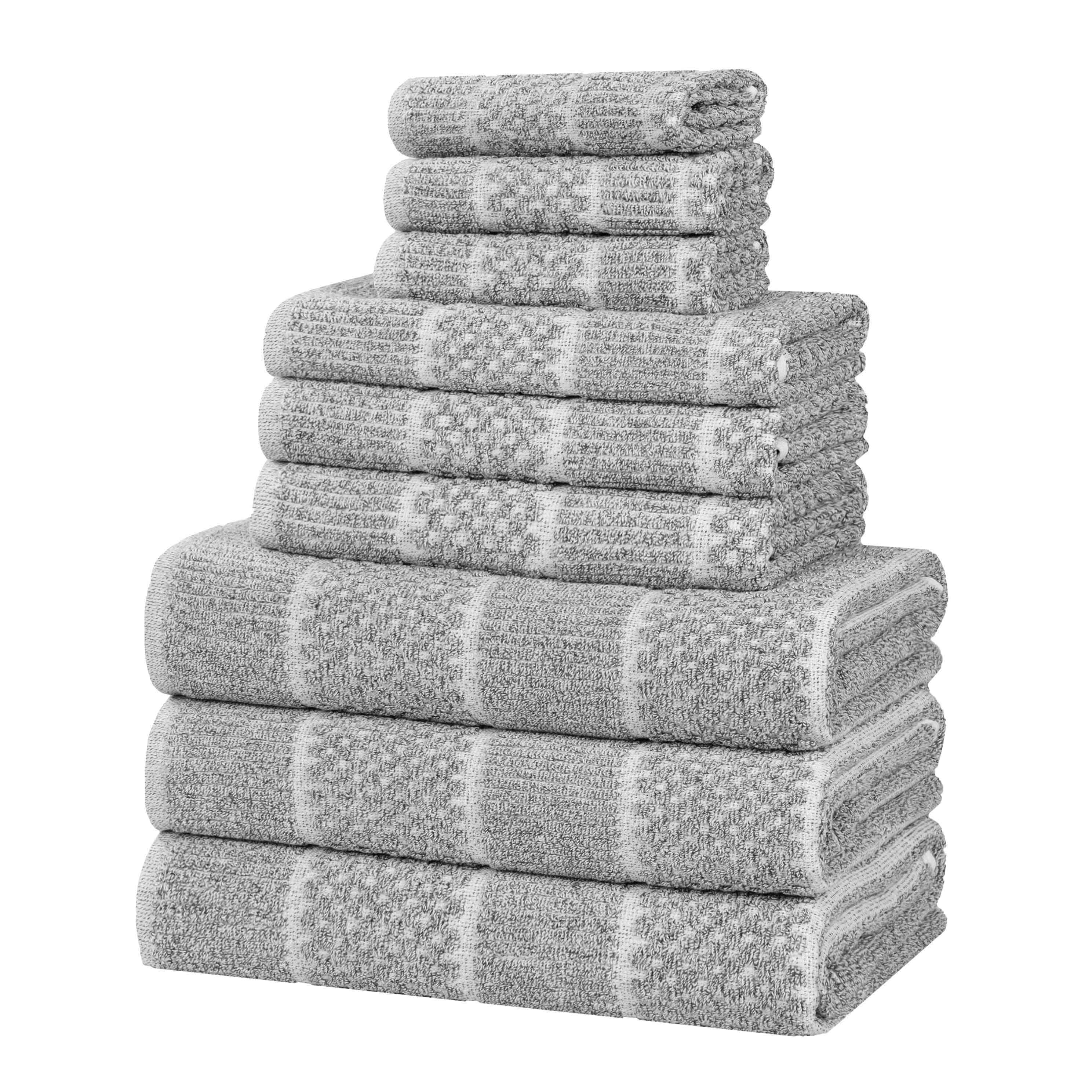 Naples Cotton Blend Textured Checkered and Ribbed 9 Piece Towel Set - Towel Set by Superior Brand