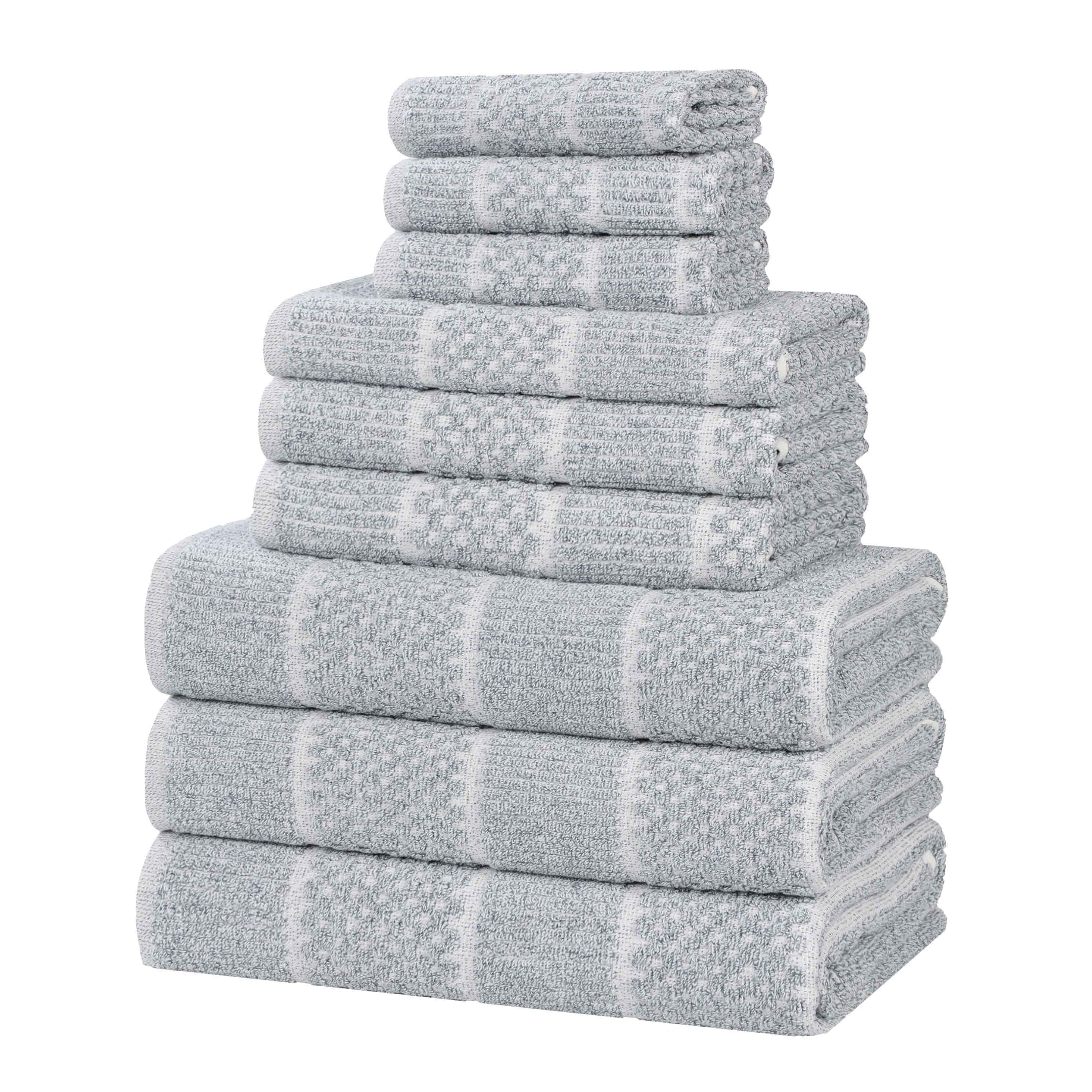 Naples Cotton Blend Textured Checkered and Ribbed 9 Piece Towel Set - Towel Set by Superior Brand