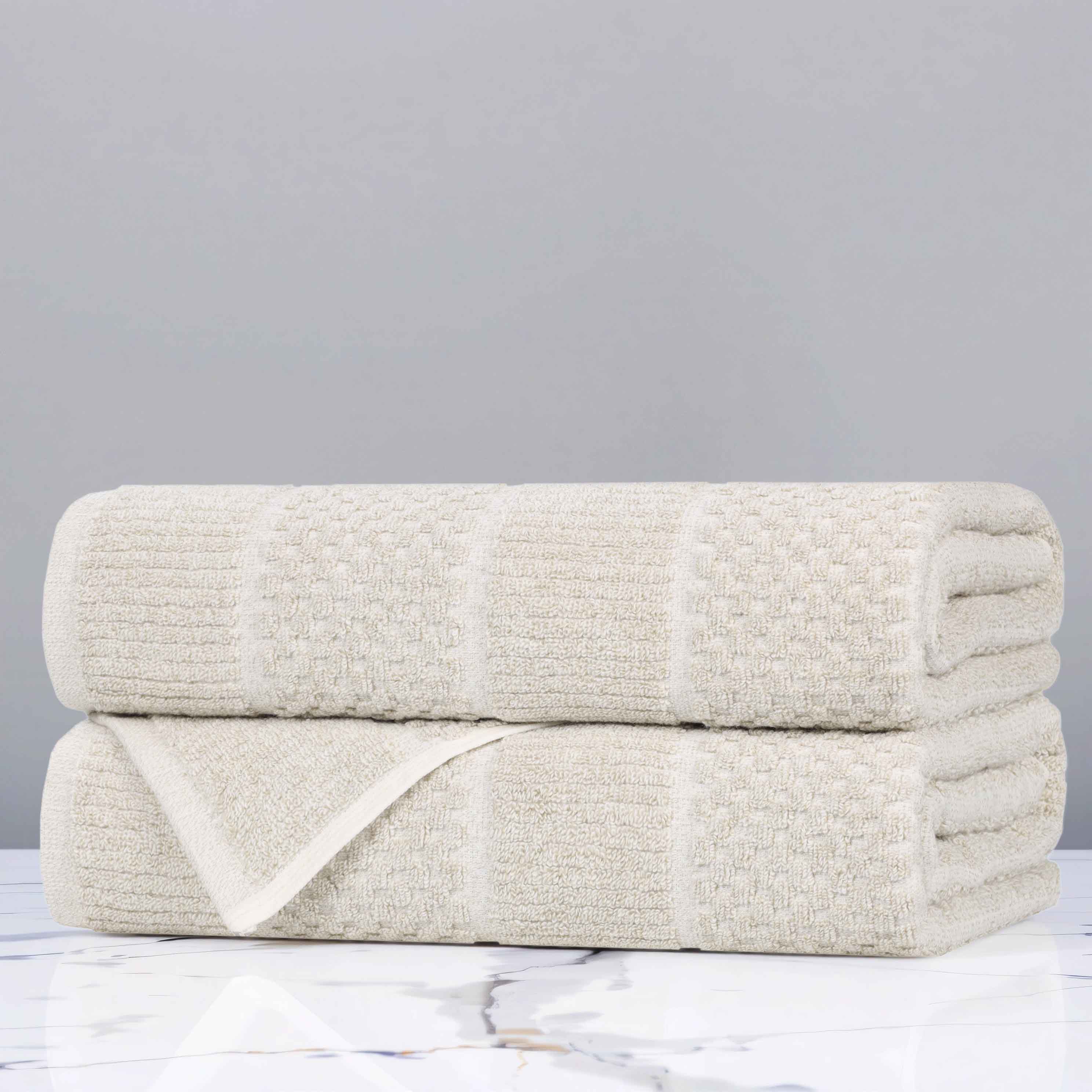 Cotton Blend Checkered and Rib Bath Towel Set of 2 - Bath Towel by Superior Brand