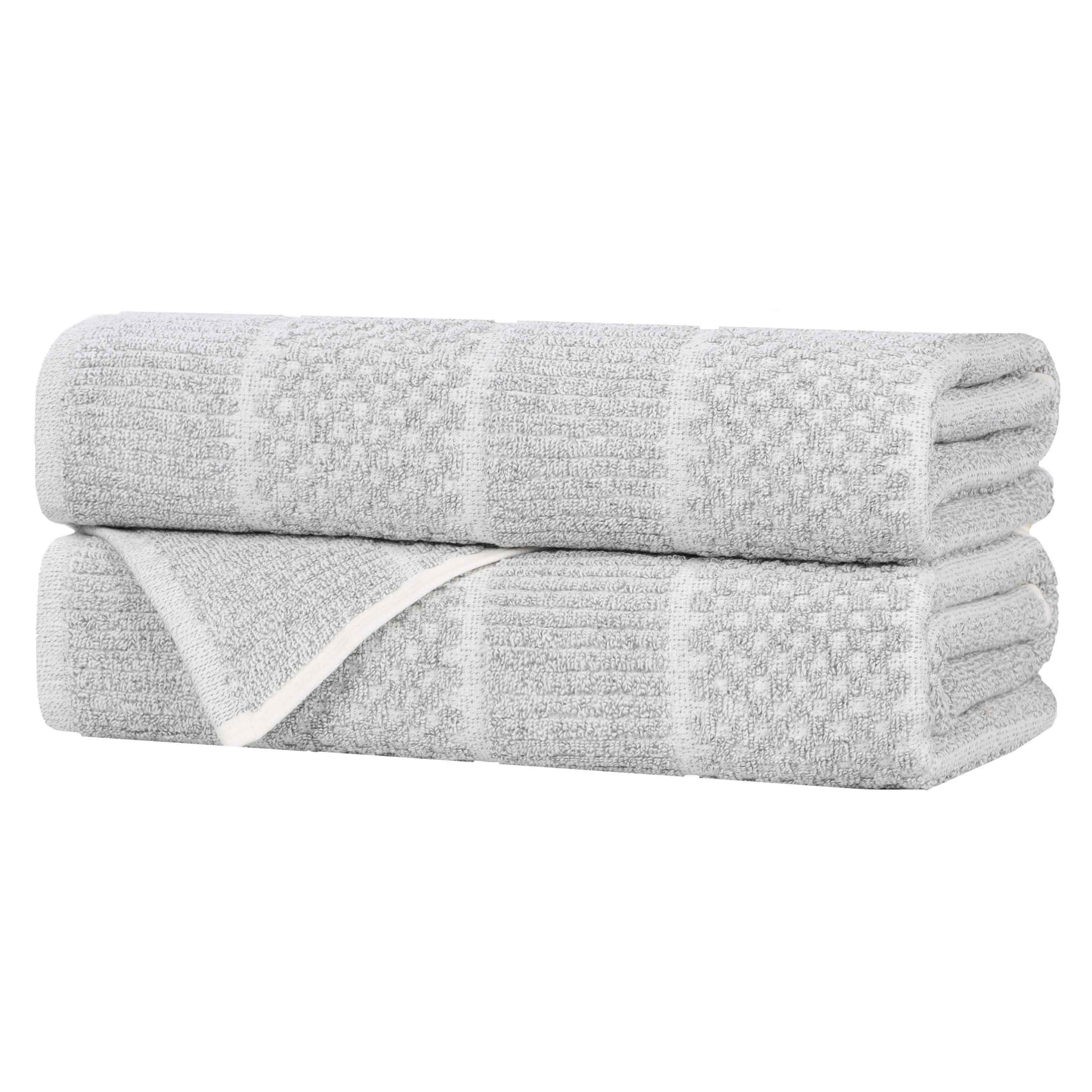 Cotton Blend Checkered and Rib Bath Towel Set of 2 - Bath Towel by Superior Brand