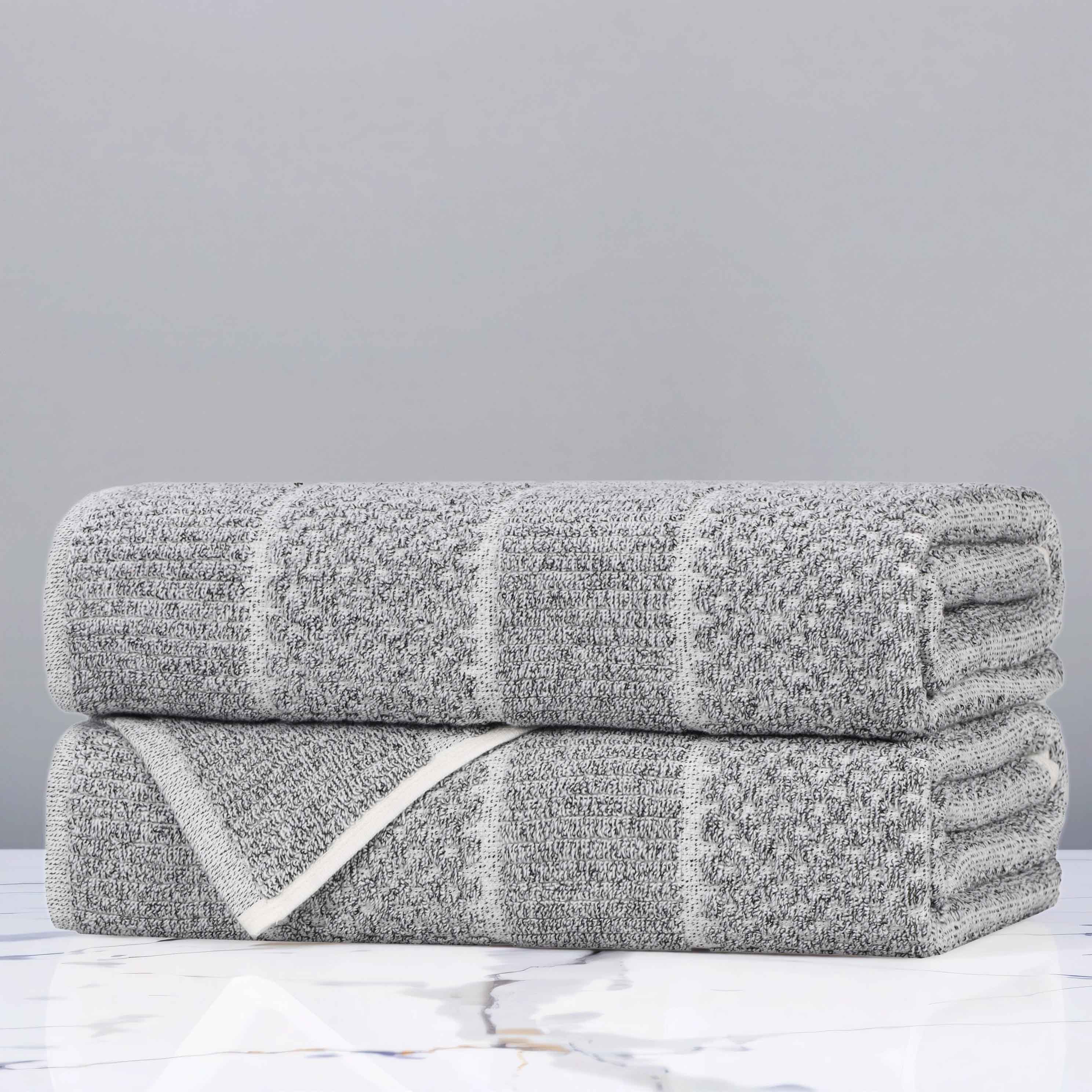 Cotton Blend Checkered and Rib Bath Towel Set of 2 - Bath Towel by Superior Brand