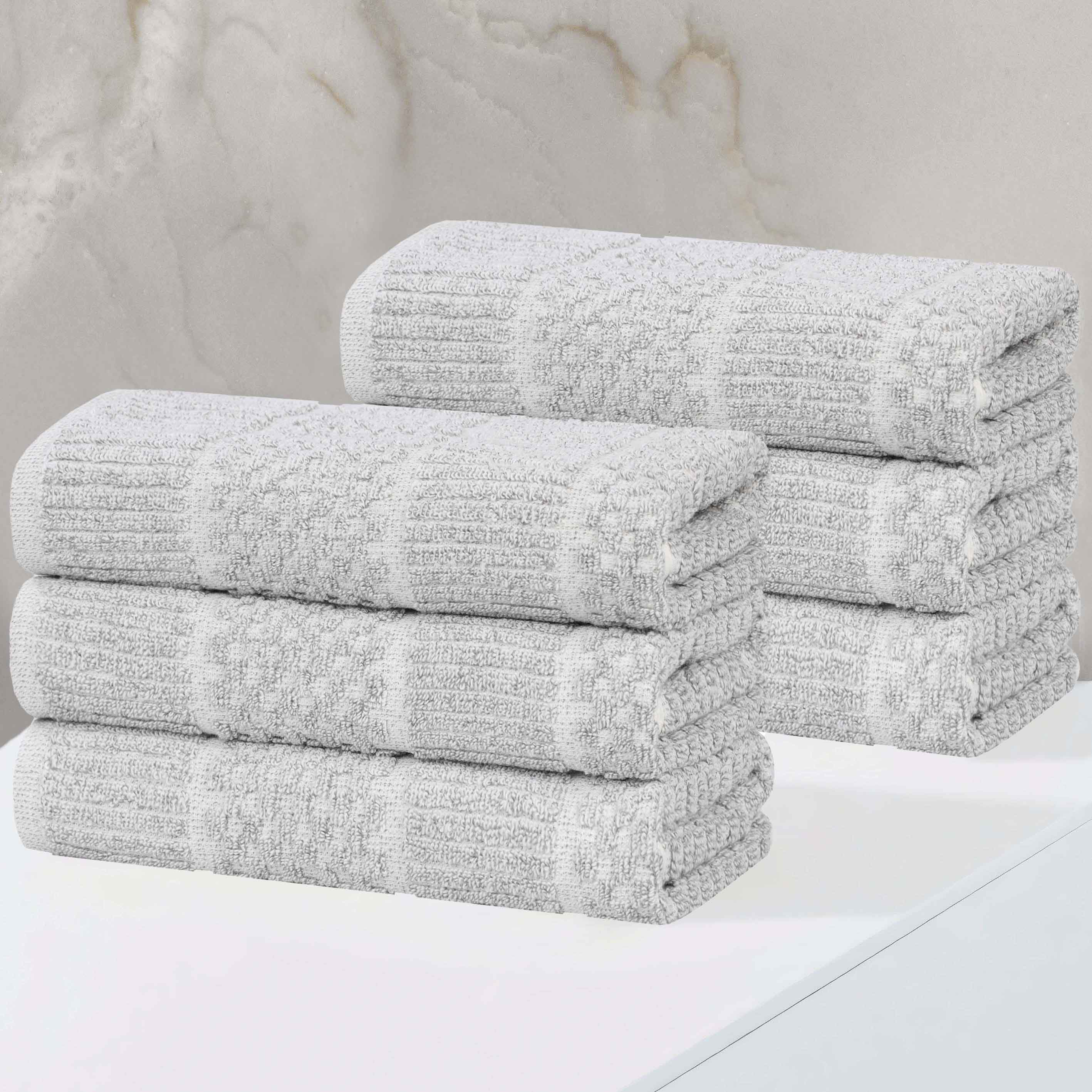 Naples Cotton Blend Textured Checkered & Ribbed Hand Towels, Set of 6 - Hand Towel by Superior Brand
