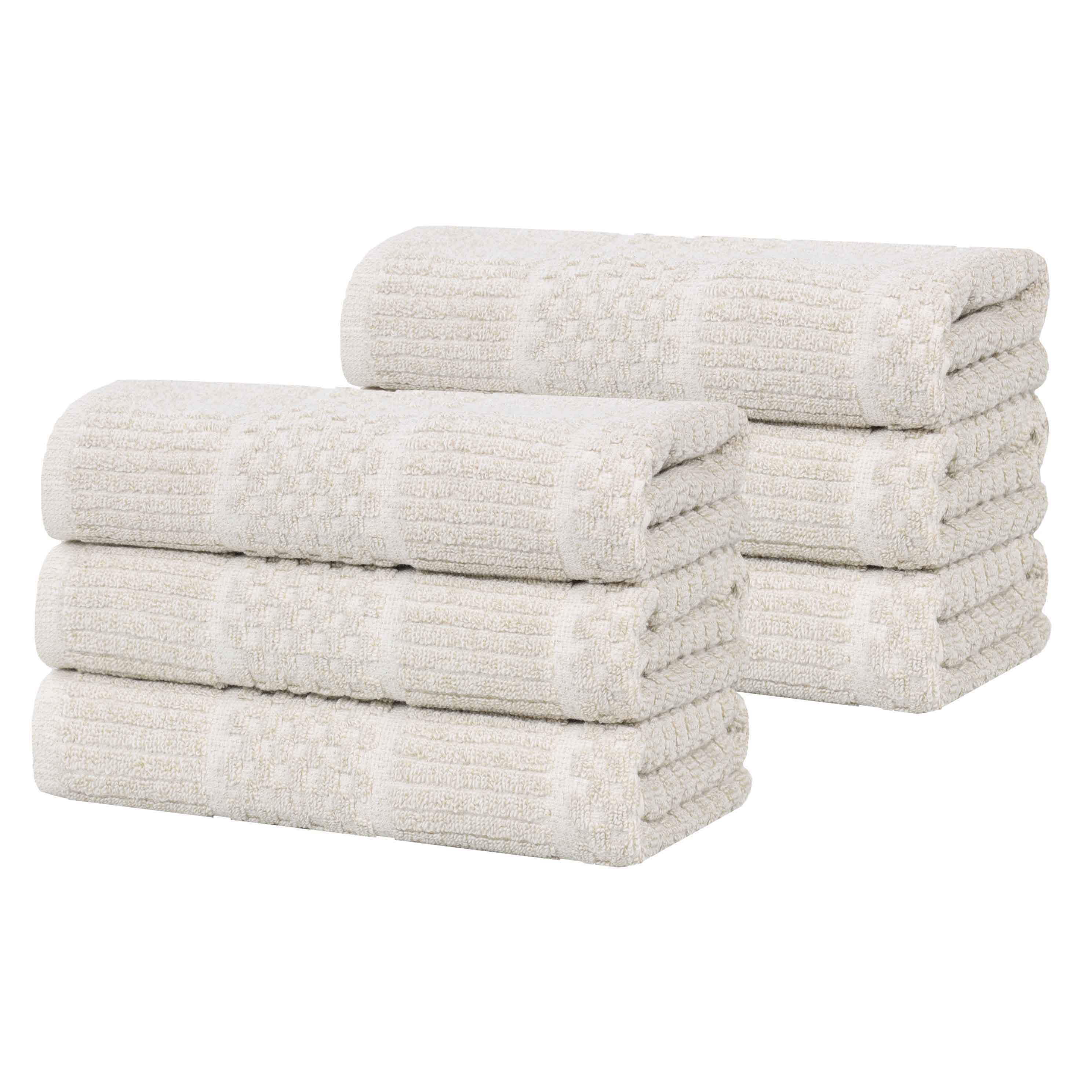 Naples Cotton Blend Textured Checkered & Ribbed Hand Towels, Set of 6 - Hand Towel by Superior Brand