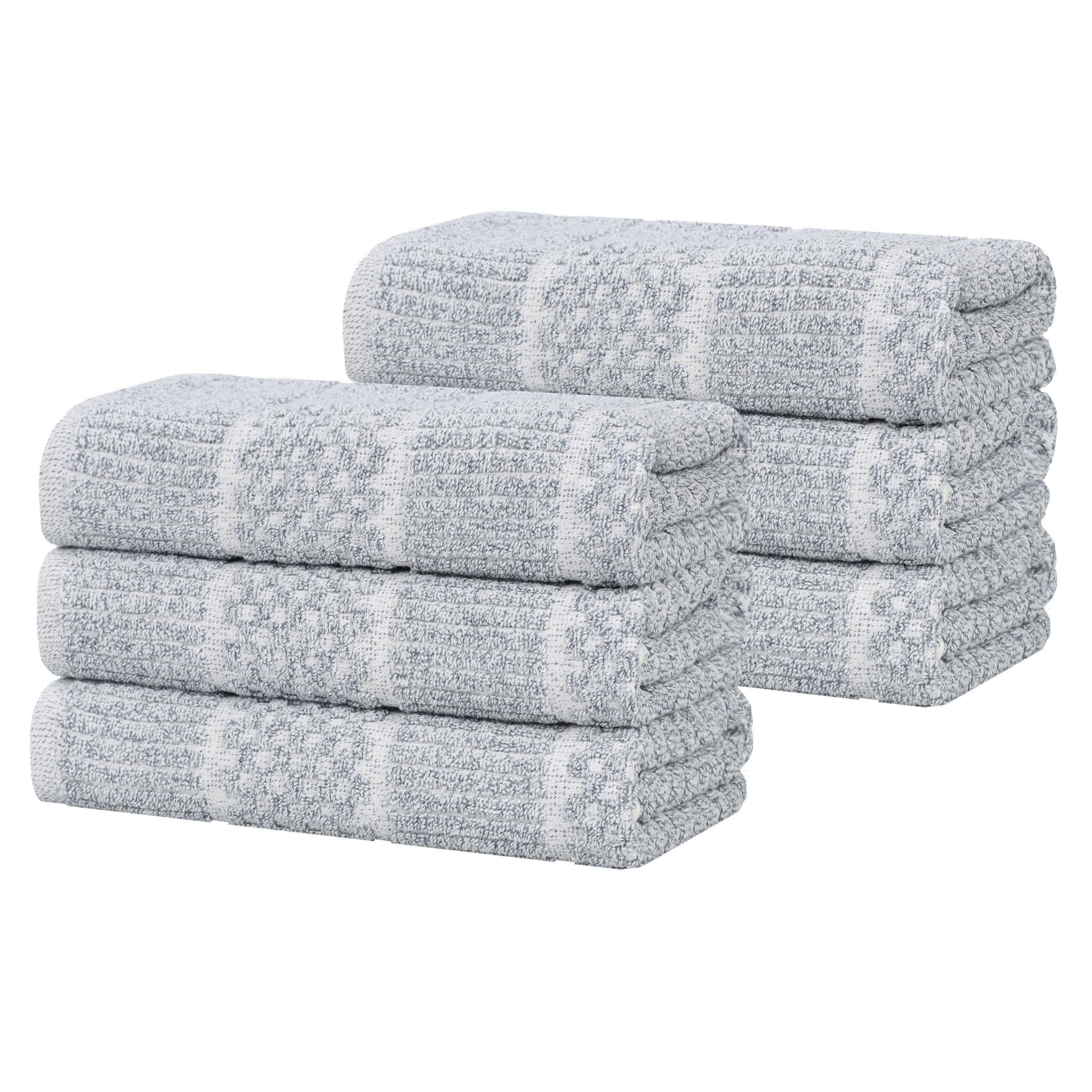 Naples Cotton Blend Textured Checkered & Ribbed Hand Towels, Set of 6 - Hand Towel by Superior Brand