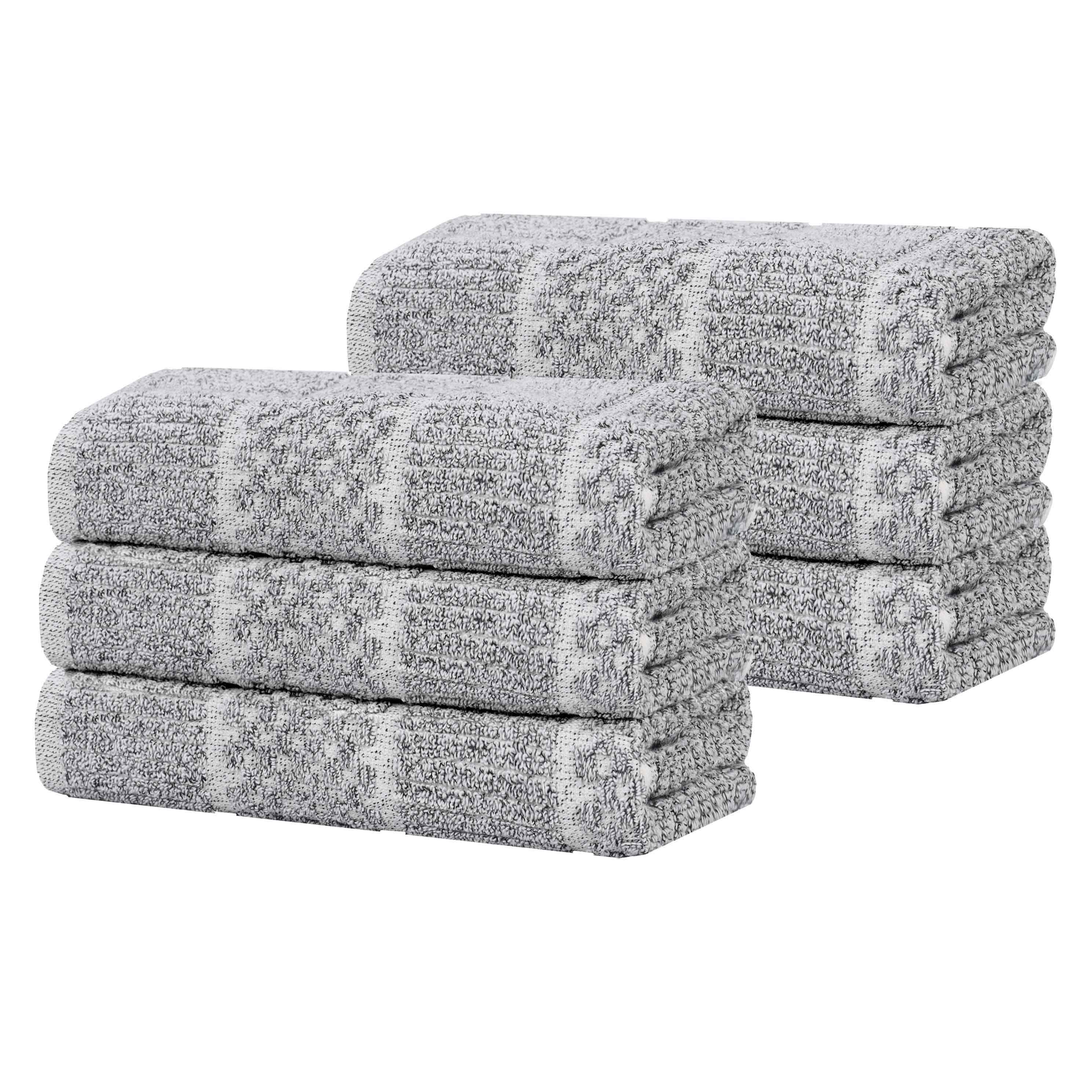 Naples Cotton Blend Textured Checkered & Ribbed Hand Towels, Set of 6 - Hand Towel by Superior Brand