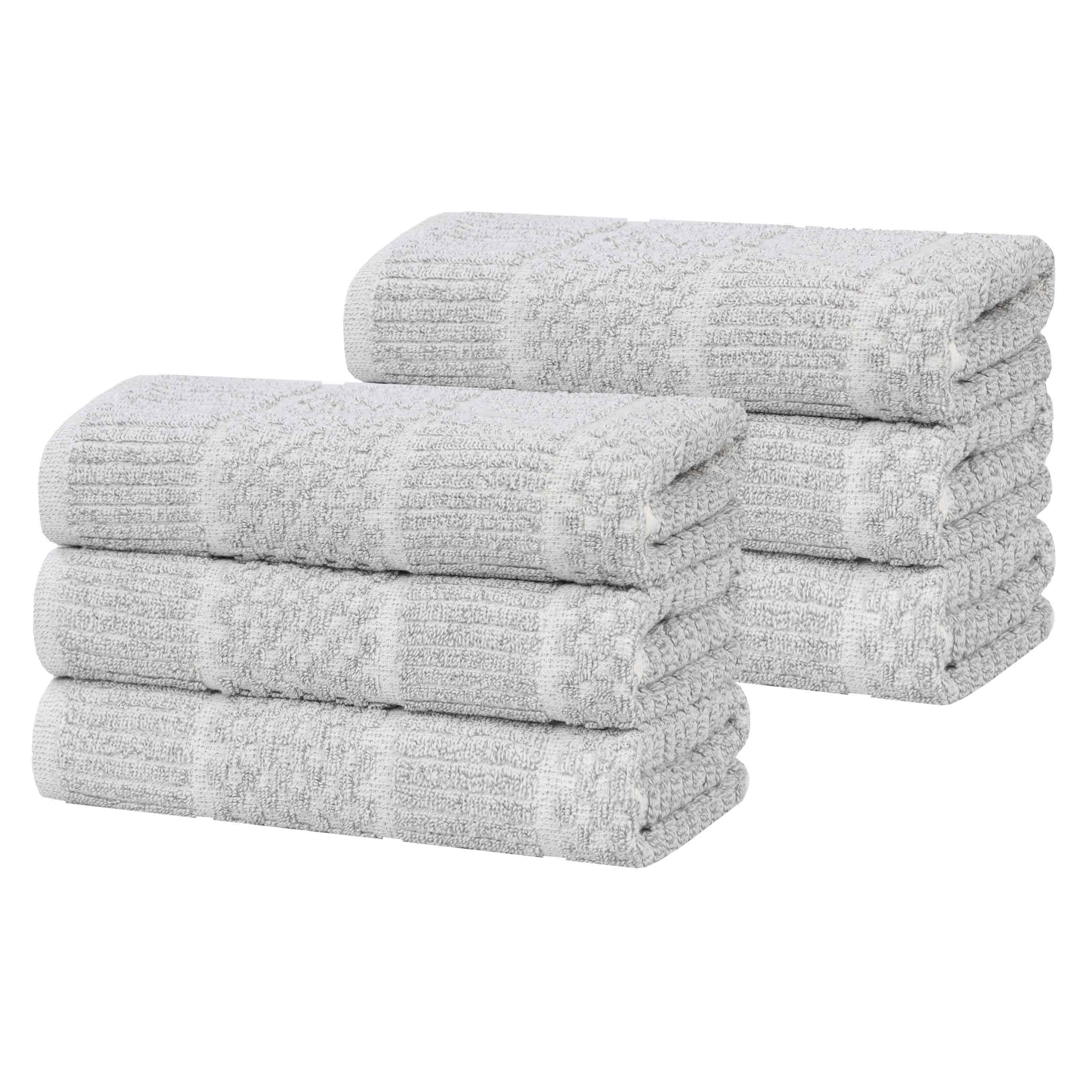 Naples Cotton Blend Textured Checkered & Ribbed Hand Towels, Set of 6 - Hand Towel by Superior Brand