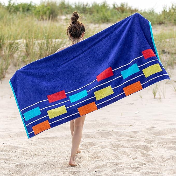 Neon Tiles Oversized 2 Piece Beach Towel Set - Beach Towel by Superior