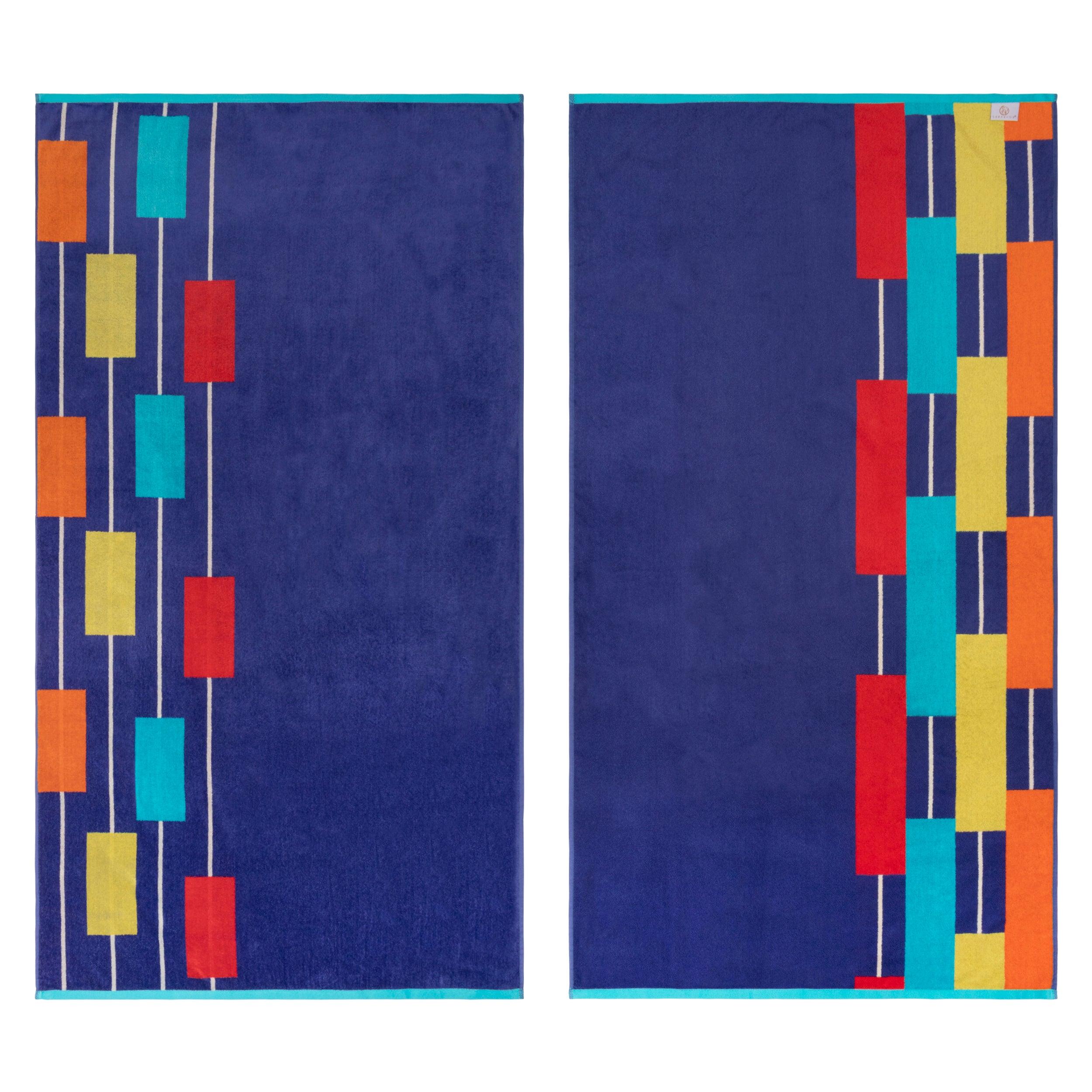 Neon Tiles Oversized 2 Piece Beach Towel Set - Beach Towel by Superior