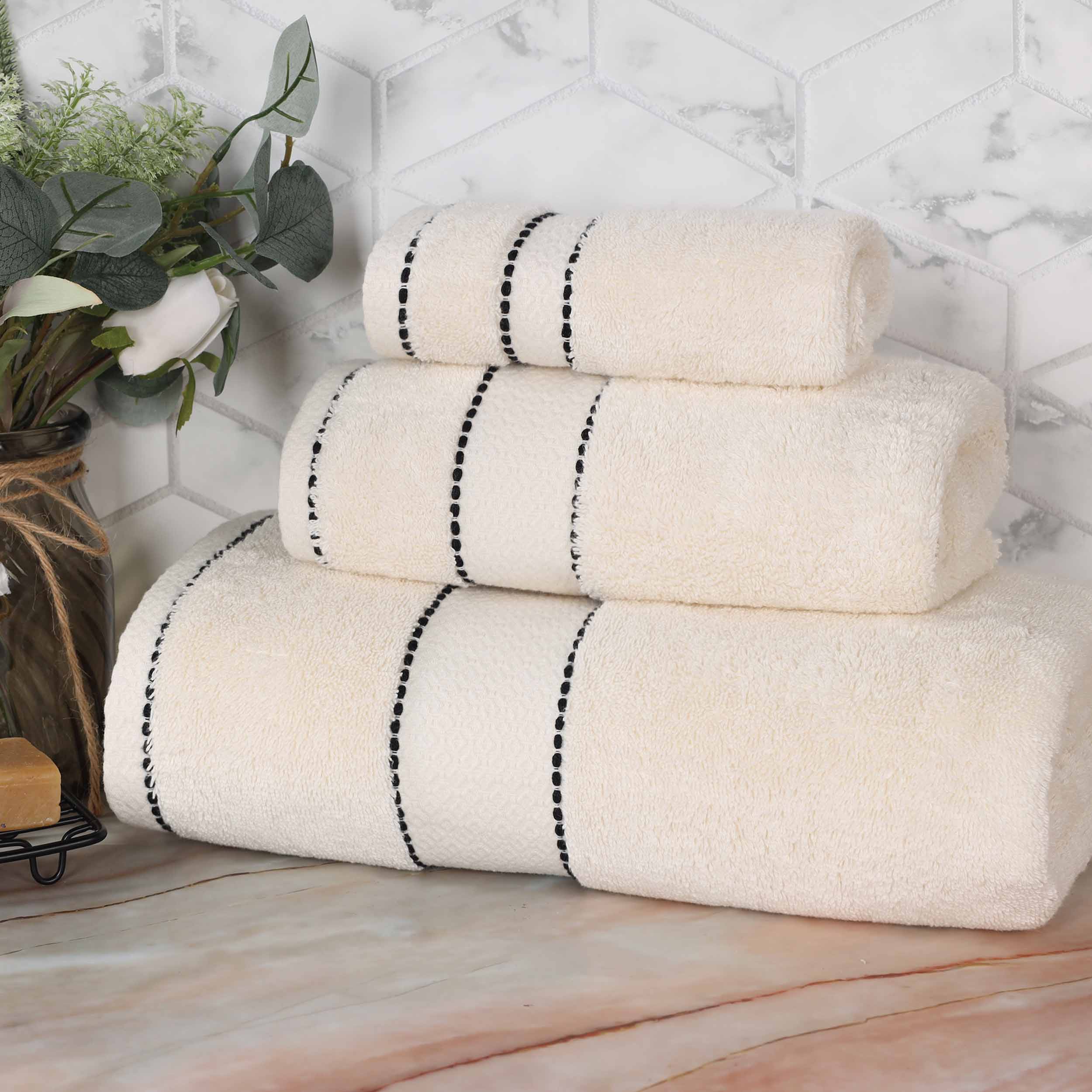 Egyptian Giza Cotton Plush Soft Towel Set 3 Piece - Egyptian Cotton Towel Set by Superior Brand