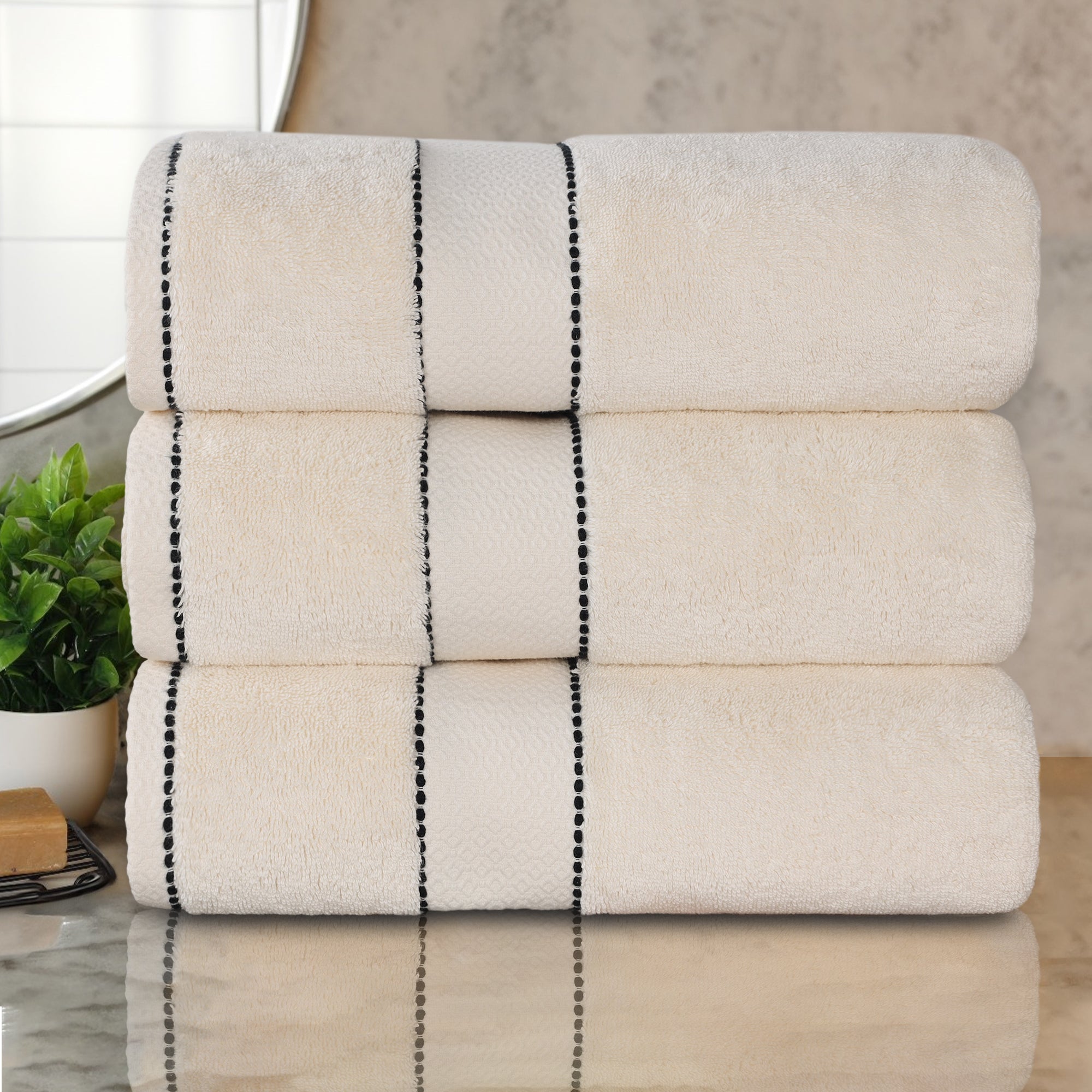 Giza Cotton Plush Absorbent Bath Towel Set of 3 - Egyptian Cotton Bath Towel by Superior Brand