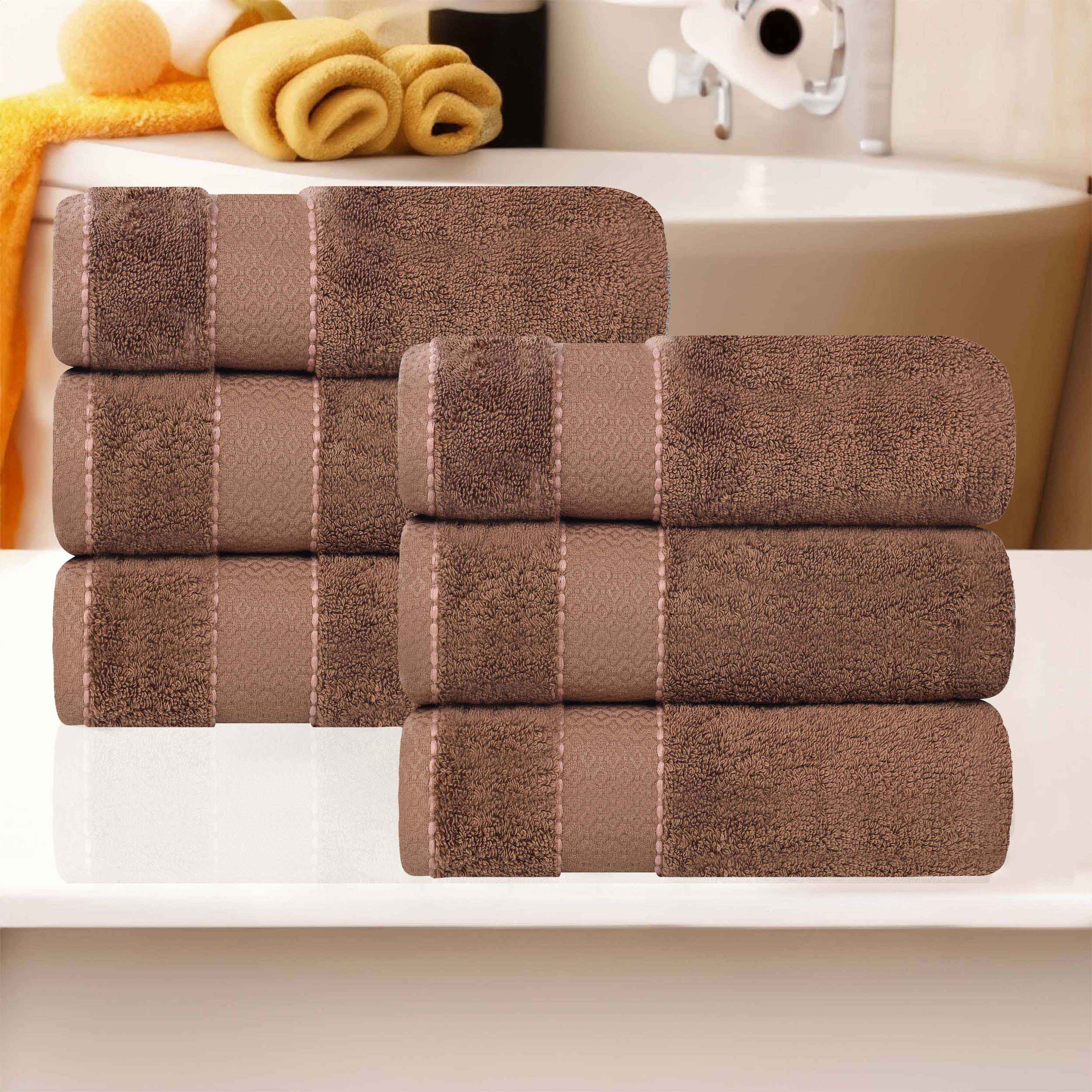Niles Egyptian Giza Cotton Plush Thick Absorbent Hand Towel Set of 6 - Egyptian Cotton Hand Towel by Superior Brand