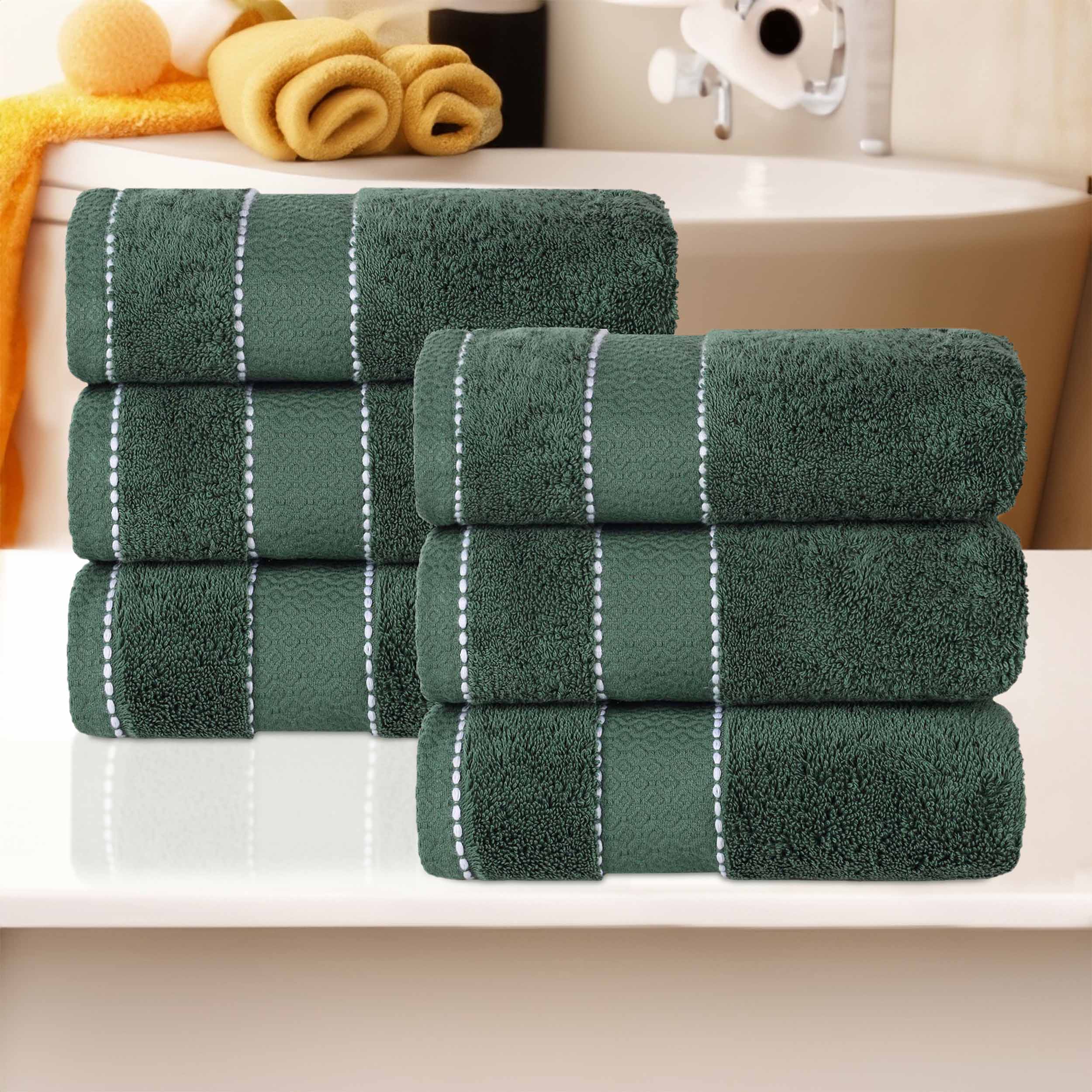 Niles Egyptian Giza Cotton Plush Thick Absorbent Hand Towel Set of 6 - Egyptian Cotton Hand Towel by Superior Brand