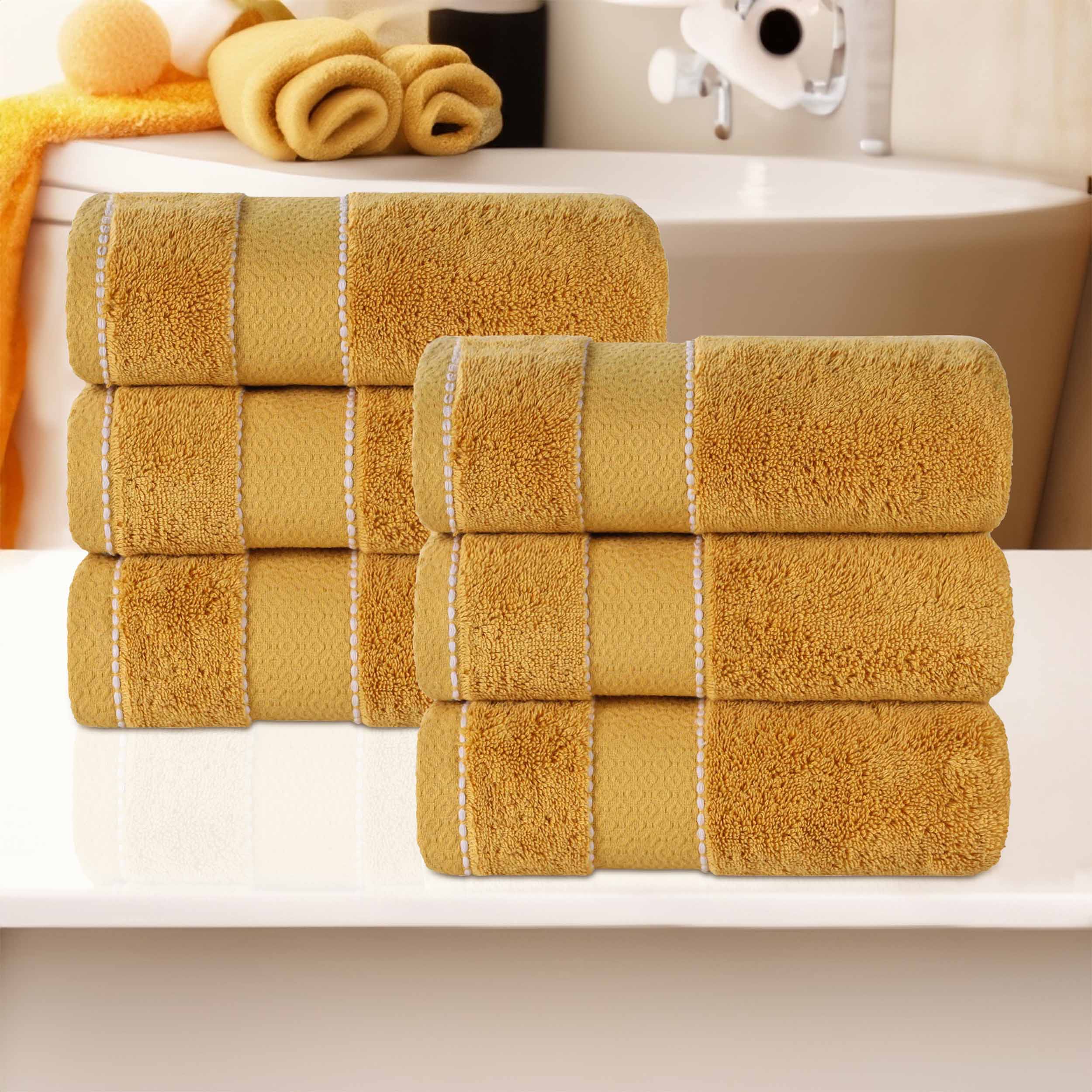 Niles Egyptian Giza Cotton Plush Thick Absorbent Hand Towel Set of 6 - Egyptian Cotton Hand Towel by Superior Brand