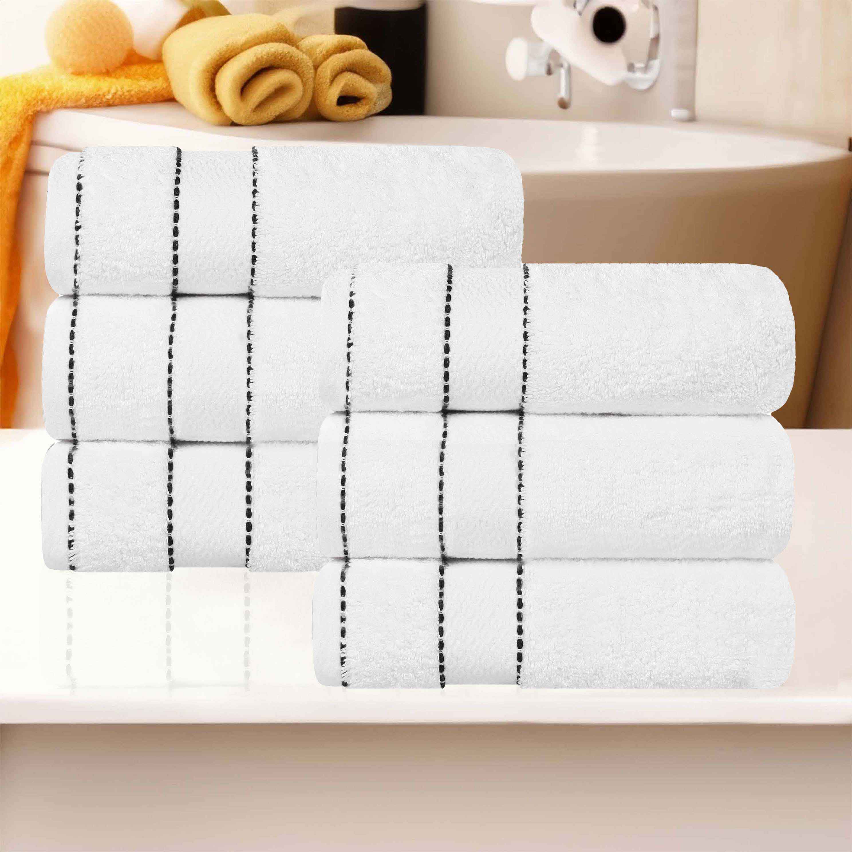 Niles Egyptian Giza Cotton Plush Thick Absorbent Hand Towel Set of 6 - Egyptian Cotton Hand Towel by Superior Brand