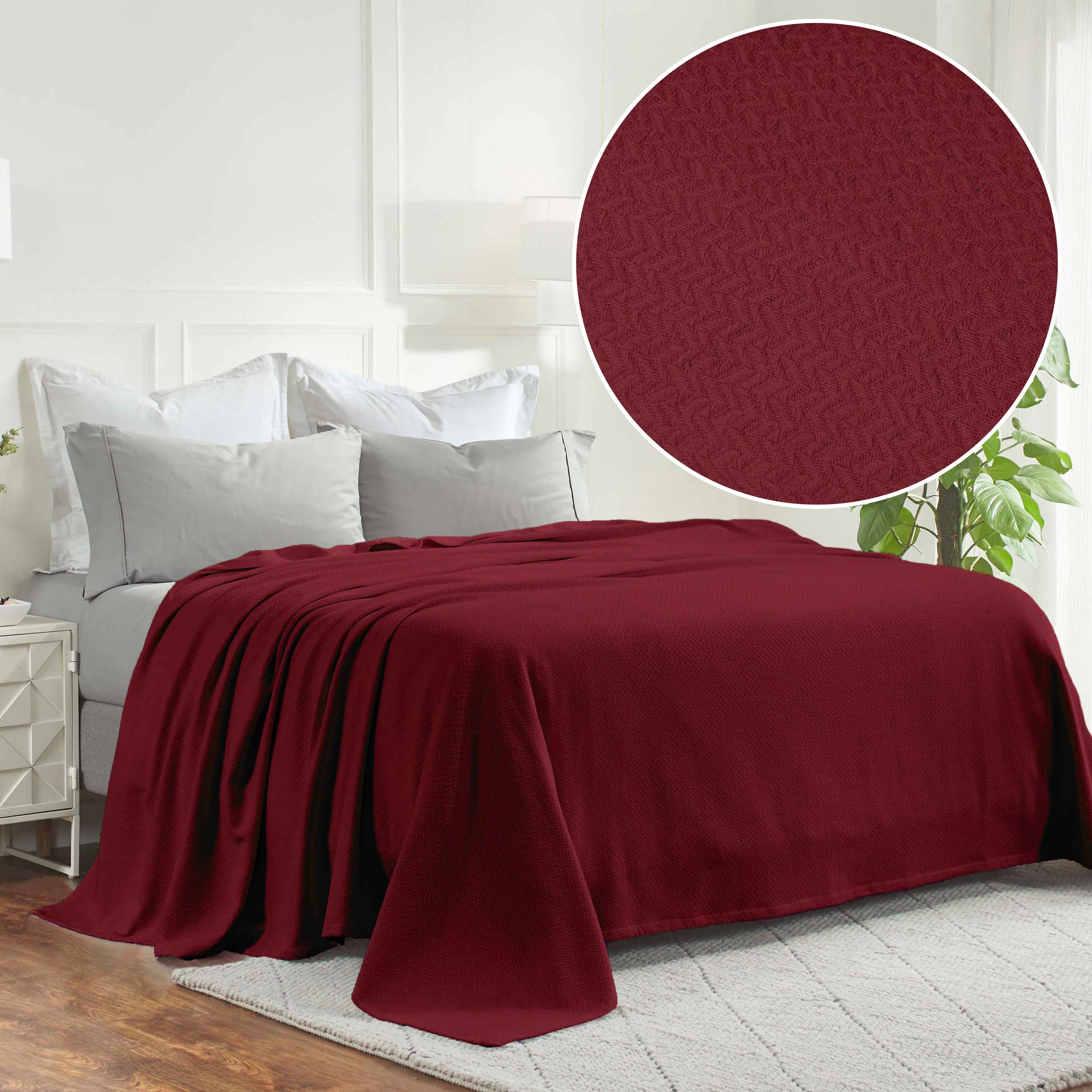 Nobel Cotton Textured Jacquard Chevron Lightweight Woven Blanket - Blanket by Superior Brand