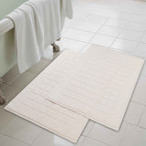 Nora Cotton Solid Absorbent Thick Checkered Washable Bath Mat Set of 2 - Bath Mats by Superior