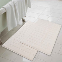Nora Cotton Solid Absorbent Thick Checkered Washable Bath Mat Set of 2 - Bath Mats by Superior Brand