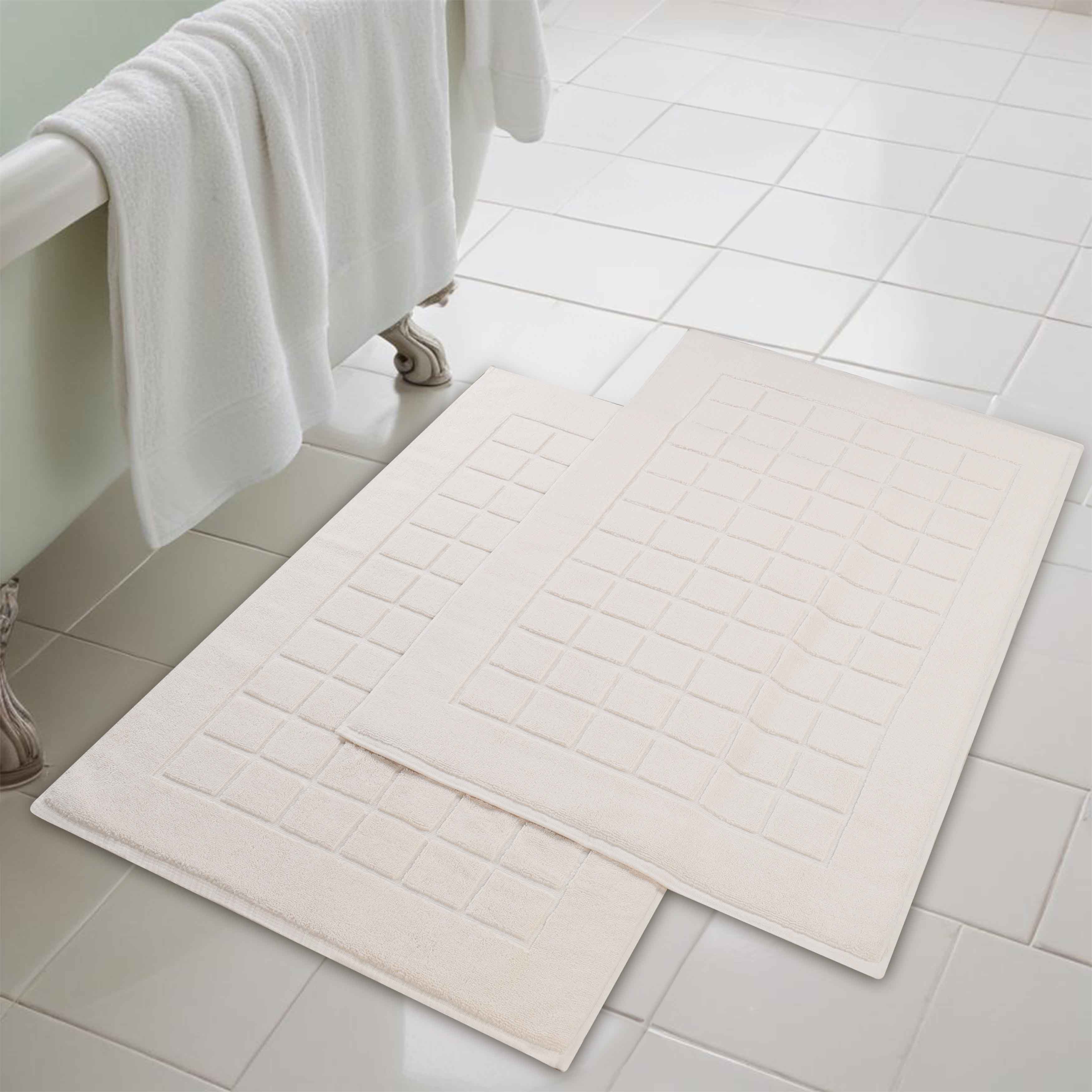 Nora Cotton Solid Absorbent Thick Checkered Washable Bath Mat Set of 2 - Bath Mats by Superior