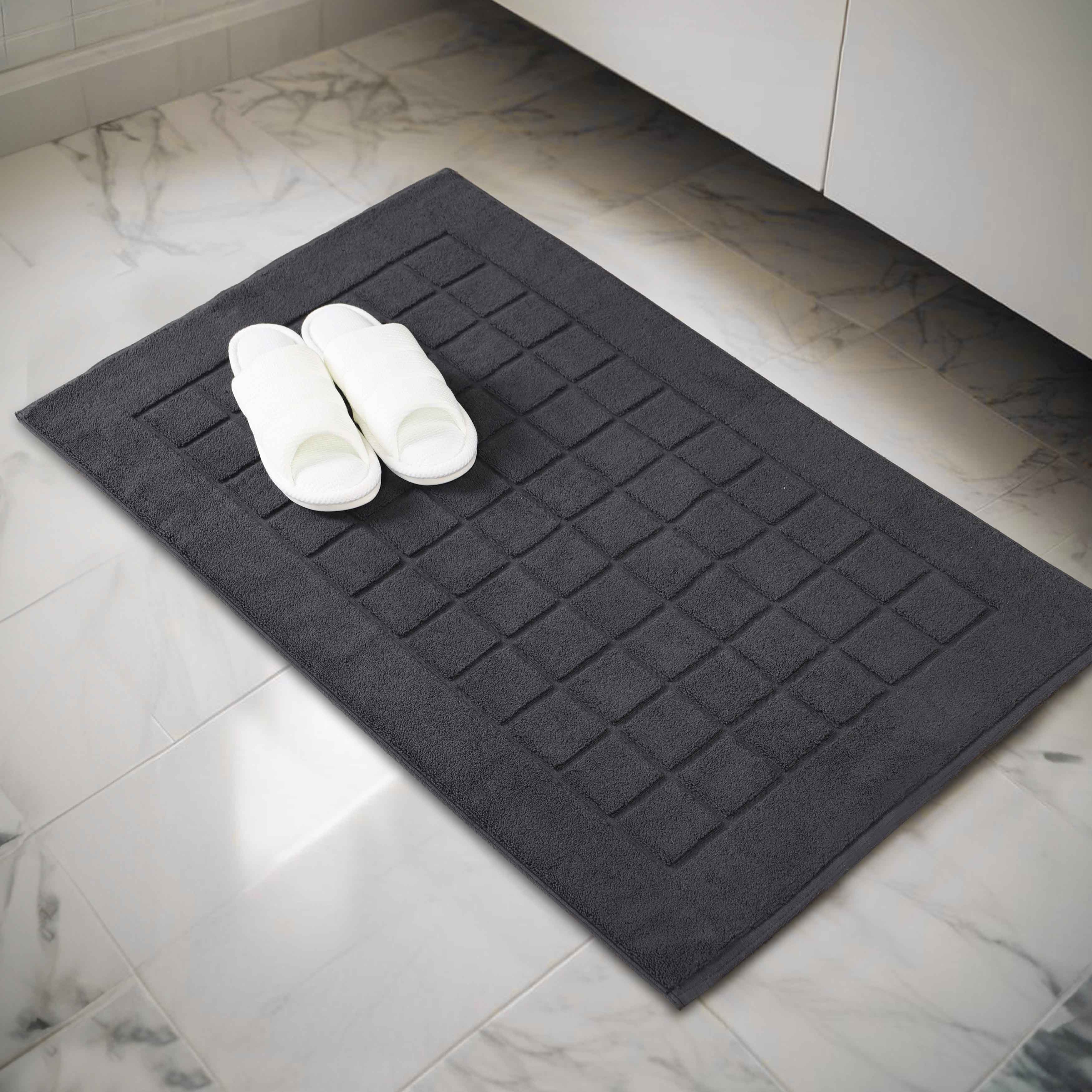 Nora Cotton Solid Absorbent Thick Checkered Washable Bath Mat Set of 2 - Bath Mats by Superior