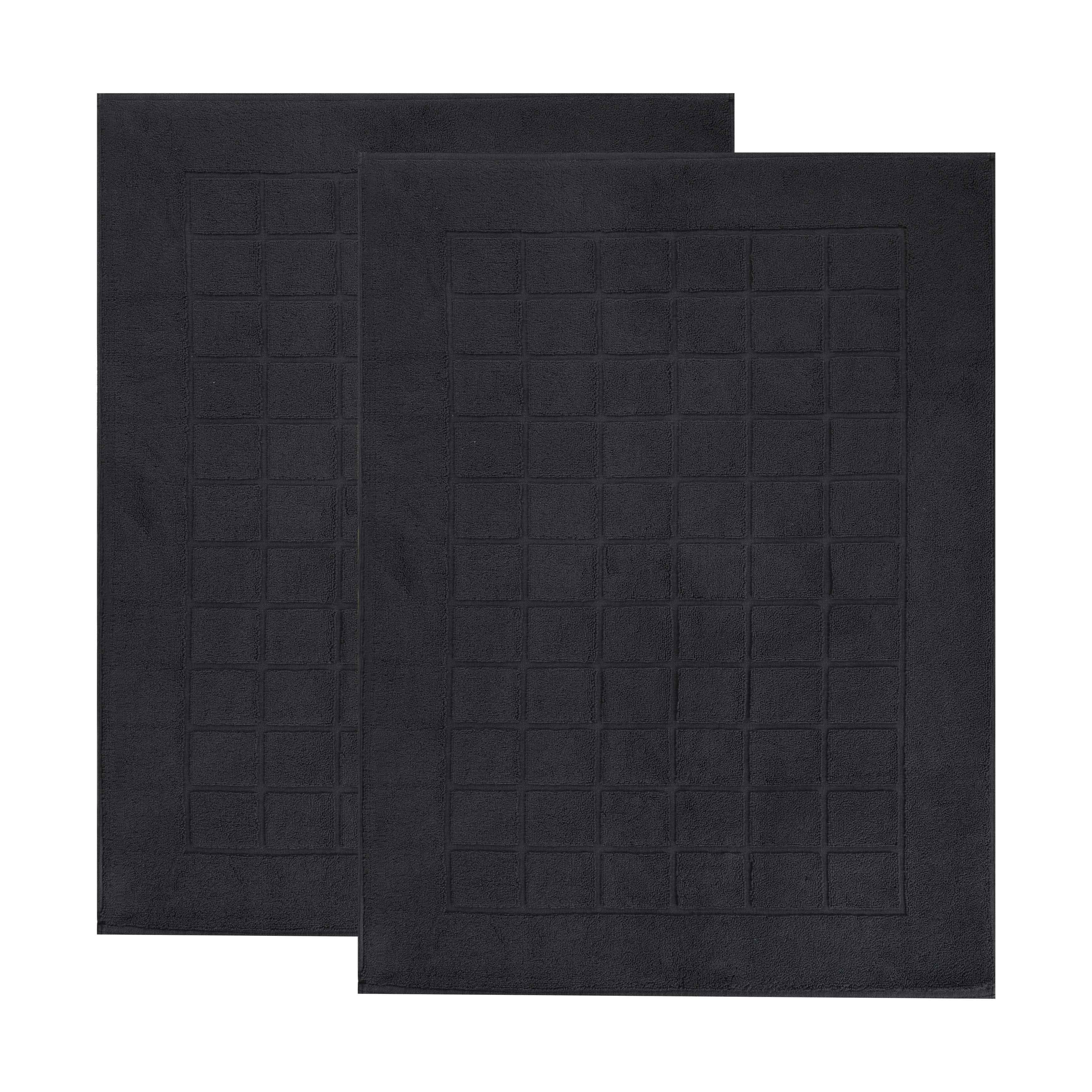 Nora Cotton Solid Absorbent Thick Checkered Washable Bath Mat Set of 2 - Bath Mats by Superior