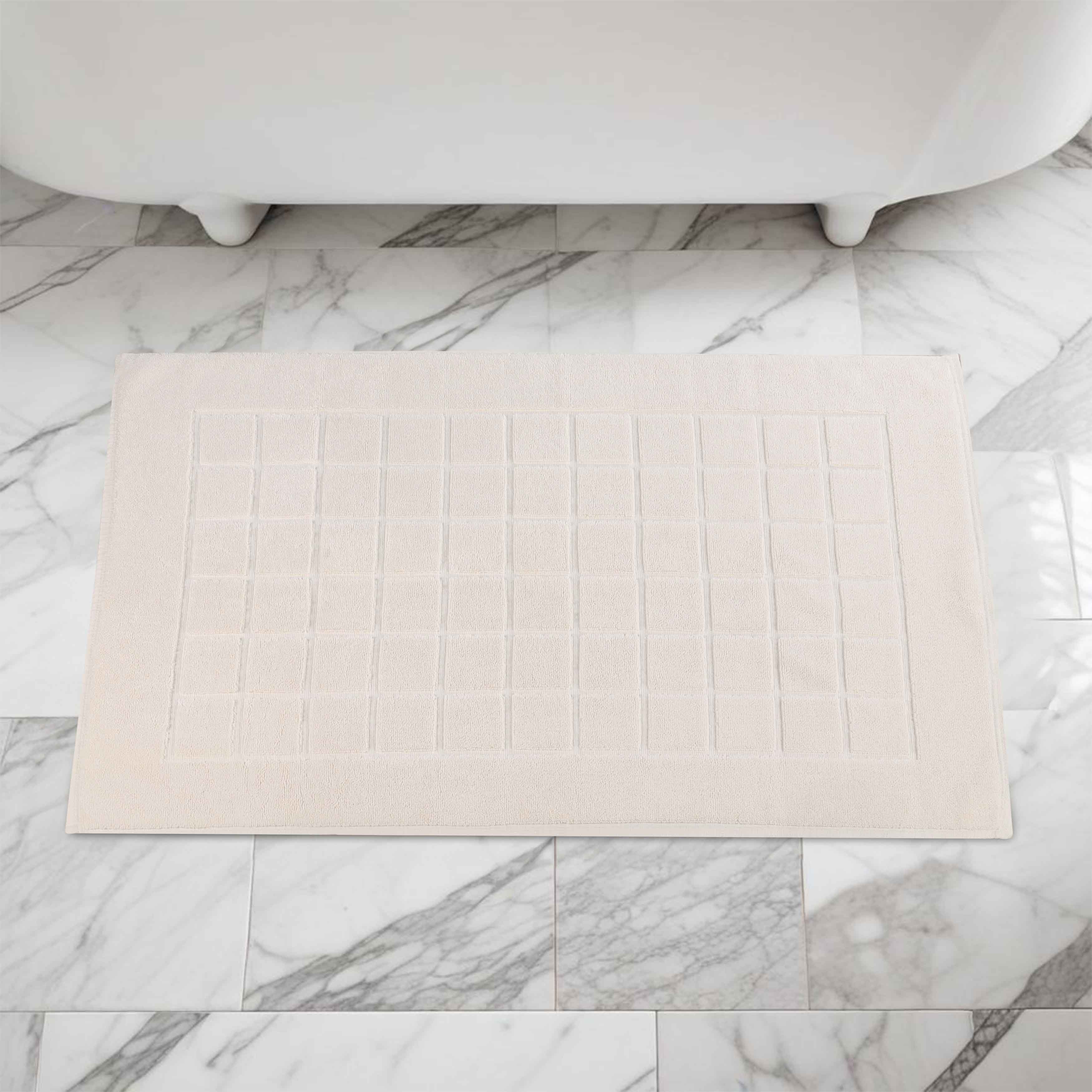 Nora Cotton Solid Absorbent Thick Checkered Washable Bath Mat Set of 2 - Bath Mats by Superior