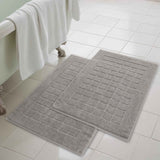 Nora Cotton Solid Absorbent Thick Checkered Washable Bath Mat Set of 2 - Bath Mats by Superior