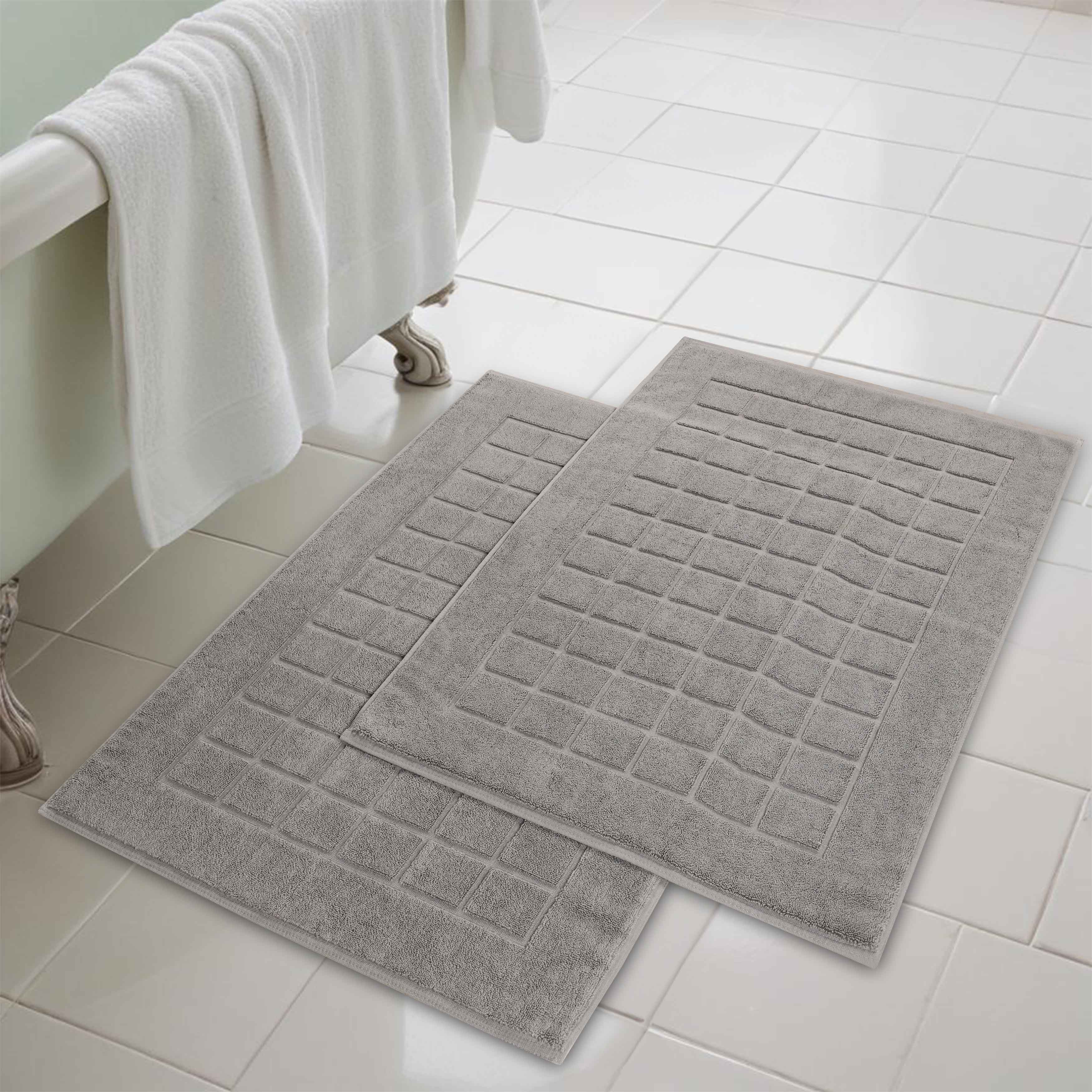 Nora Cotton Solid Absorbent Thick Checkered Washable Bath Mat Set of 2 - Bath Mats by Superior
