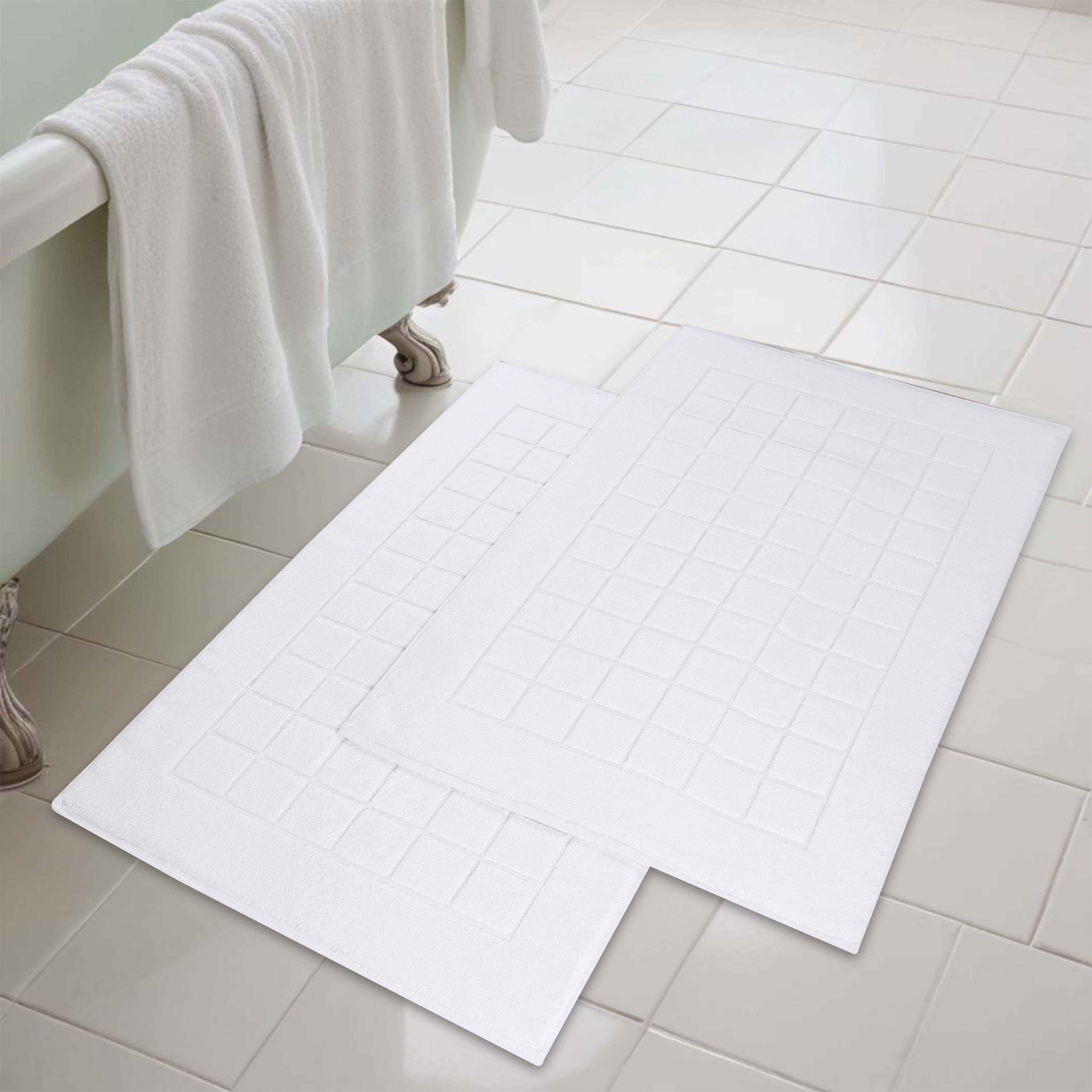 Nora Cotton Solid Absorbent Thick Checkered Washable Bath Mat Set of 2 - Bath Mats by Superior