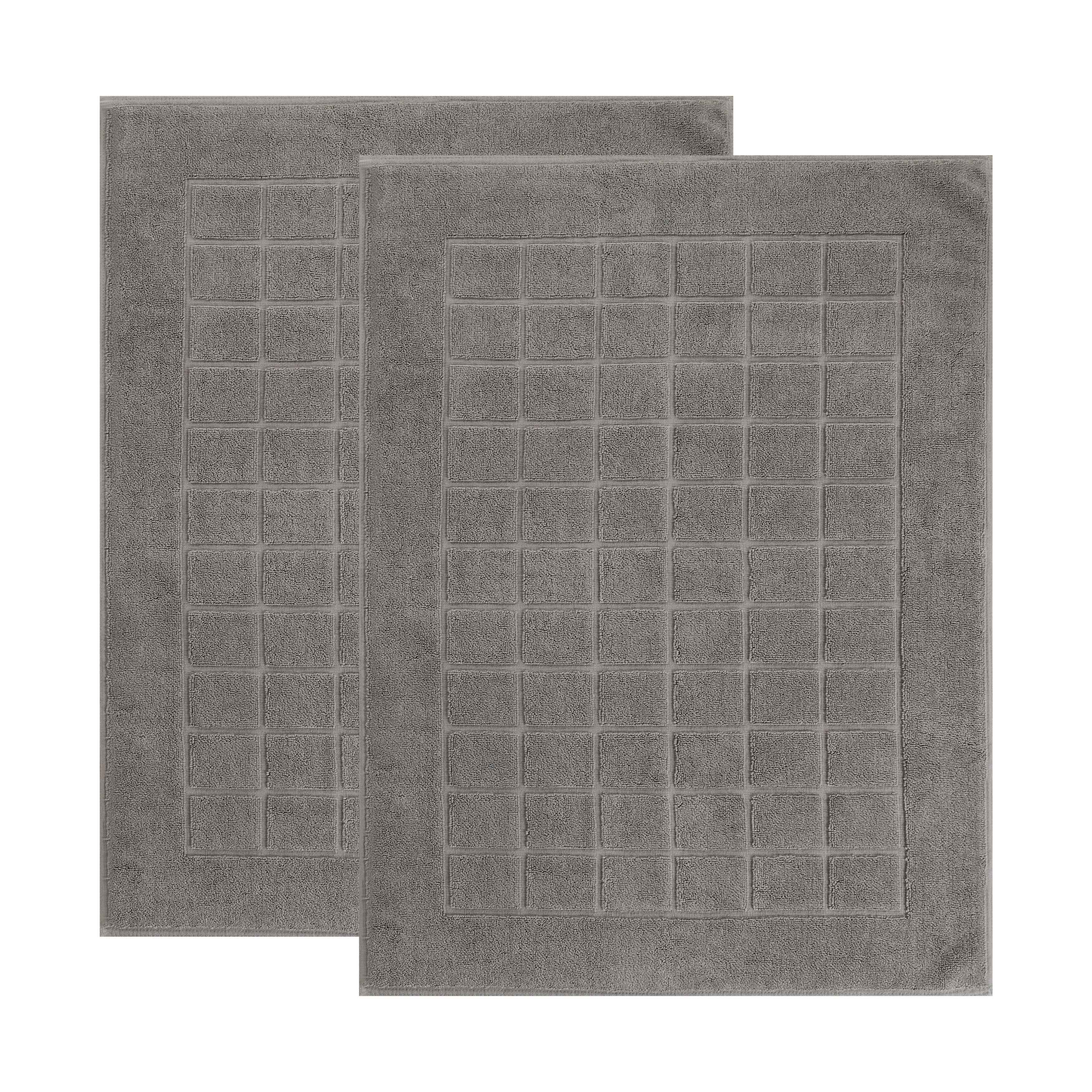 Nora Cotton Solid Absorbent Thick Checkered Washable Bath Mat Set of 2 - Bath Mats by Superior