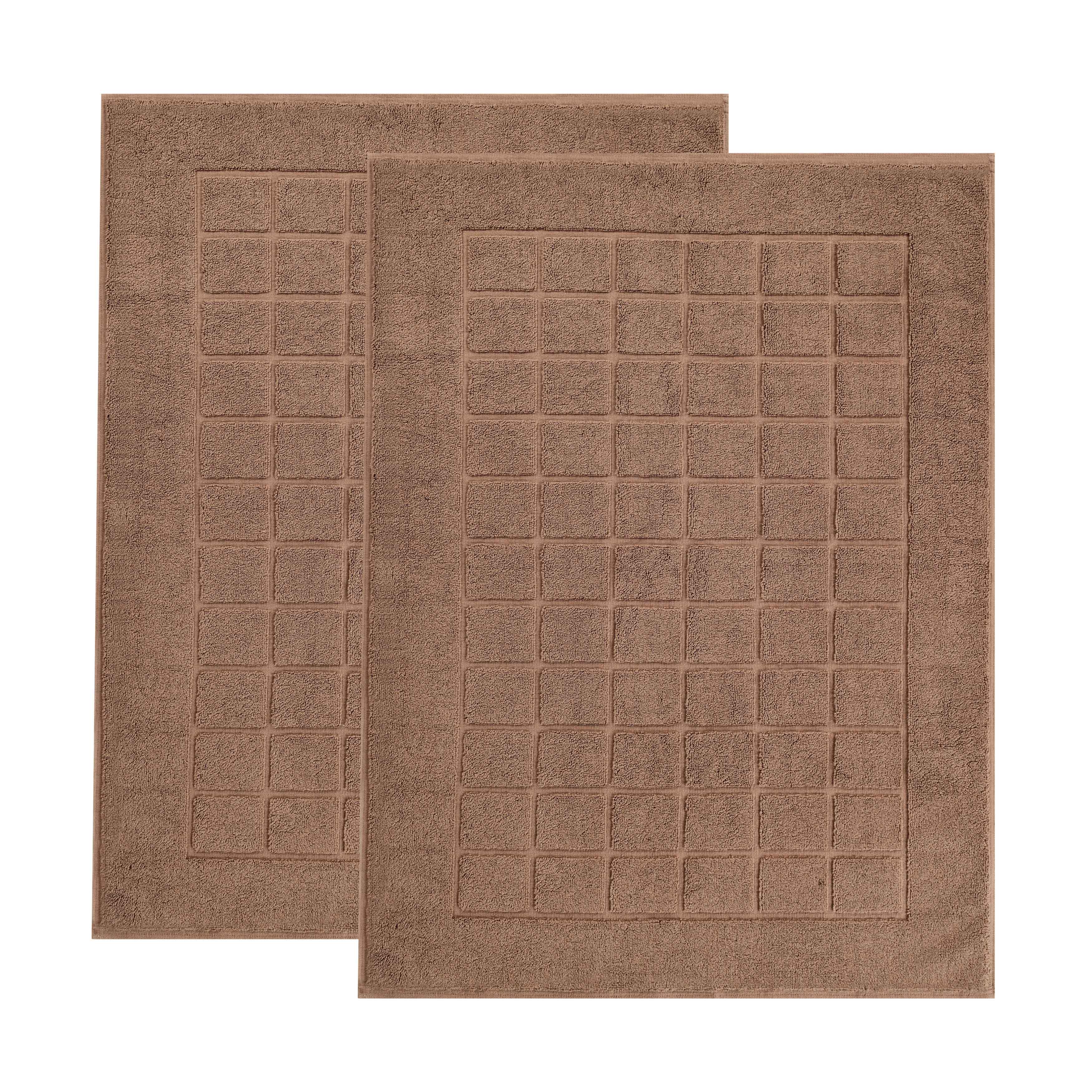 Nora Cotton Solid Absorbent Thick Checkered Washable Bath Mat Set of 2 - Bath Mats by Superior