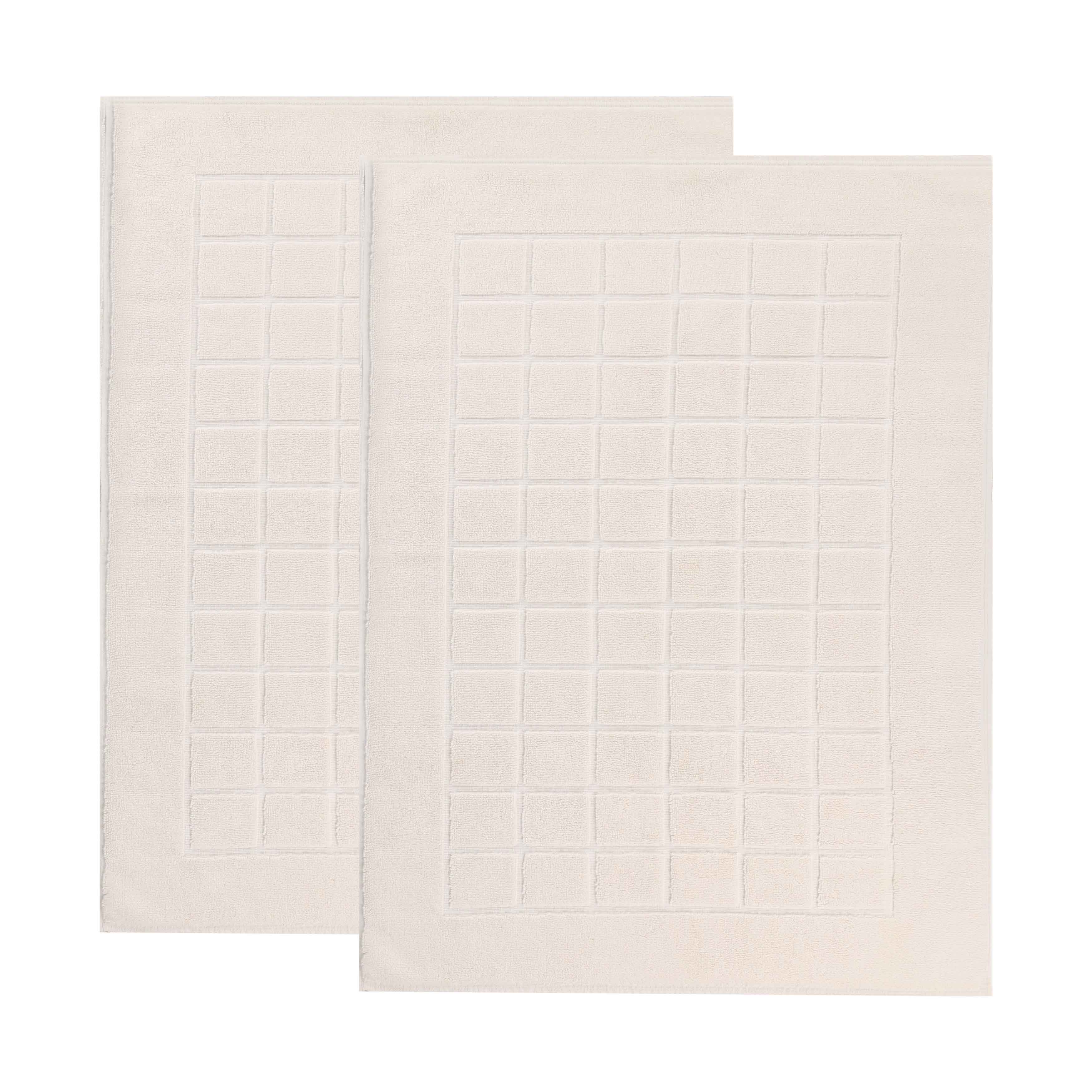 Nora Cotton Solid Absorbent Thick Checkered Washable Bath Mat Set of 2 - Bath Mats by Superior