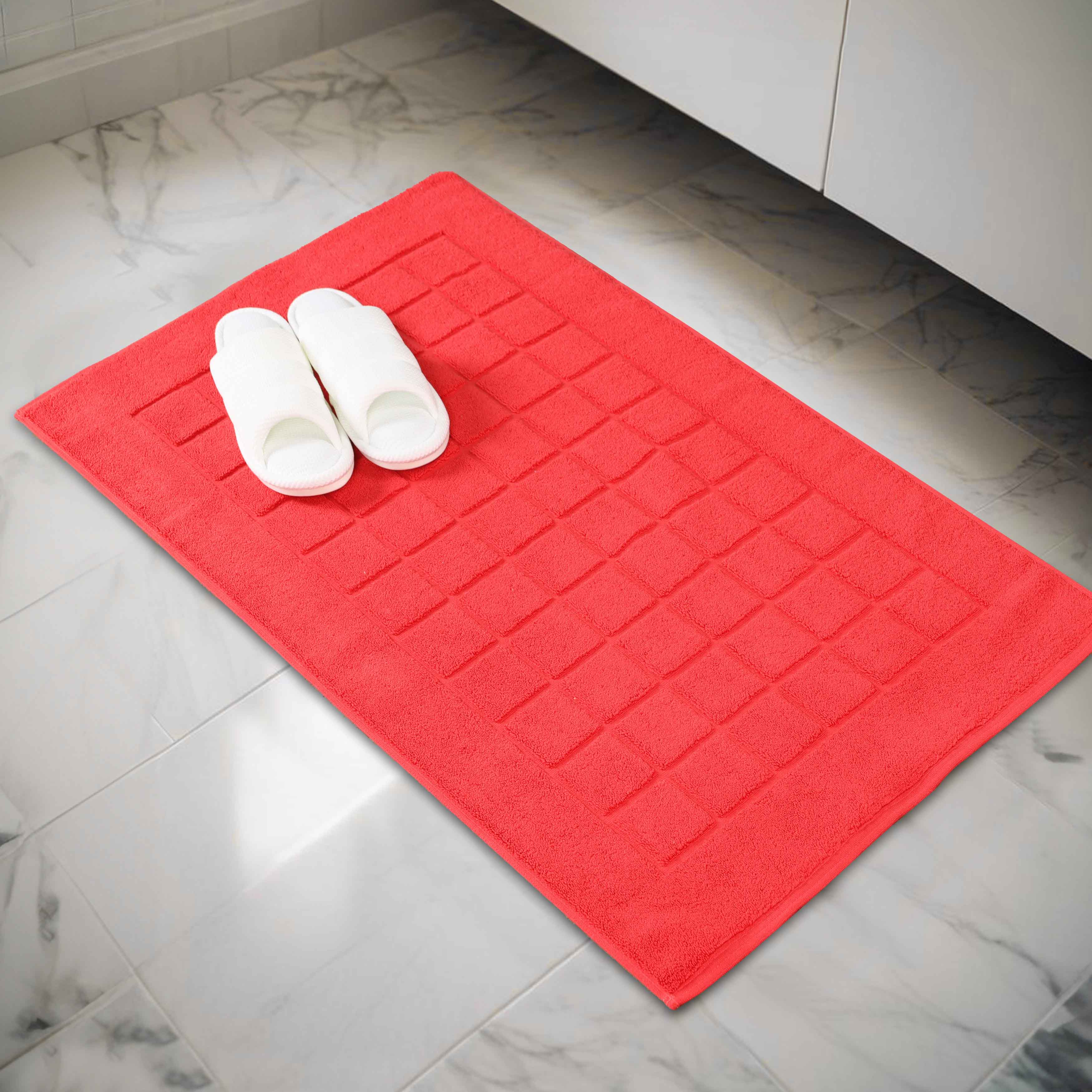 Nora Cotton Solid Absorbent Thick Checkered Washable Bath Mat Set of 2 - Bath Mats by Superior