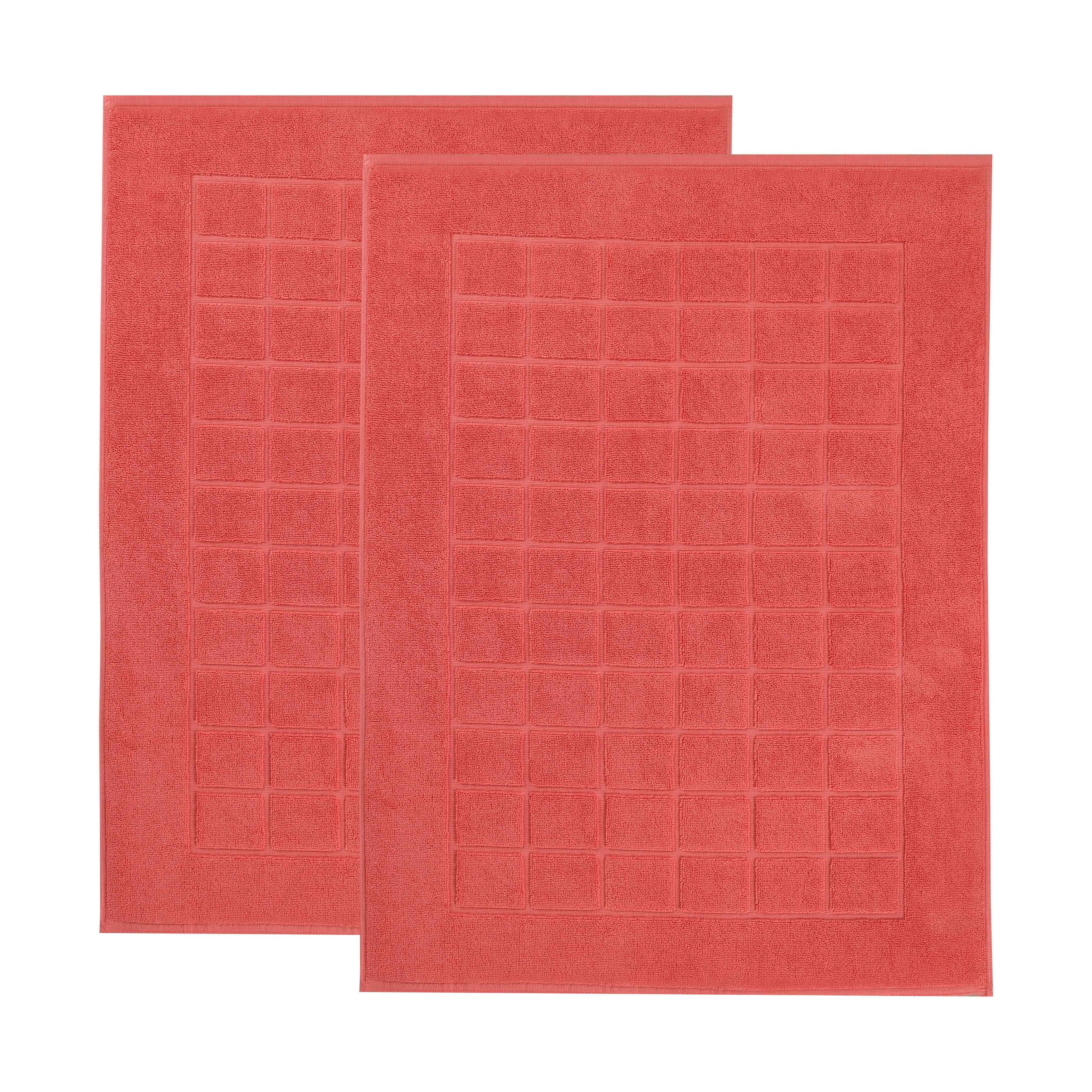 Nora Cotton Solid Absorbent Thick Checkered Washable Bath Mat Set of 2 - Bath Mats by Superior