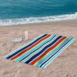 Oceana Stripe Oversized Cotton 2 Piece Beach Towel Set - Beach Towel by Superior