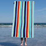 Oceana Stripe Oversized Cotton 2 Piece Beach Towel Set - Beach Towel by Superior