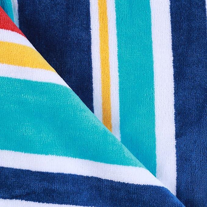 Oceana Stripe Oversized Cotton 2 Piece Beach Towel Set - Beach Towel by Superior