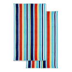 Oceana Stripe Oversized Cotton 2 Piece Beach Towel Set - Beach Towel by Superior
