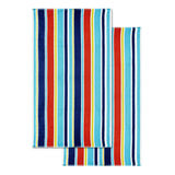 Oceana Stripe Oversized Cotton 2 Piece Beach Towel Set - Beach Towel by Superior