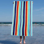 Oceana Stripe Oversized Cotton 4 Piece Beach Towel Set - Beach Towel by Superior