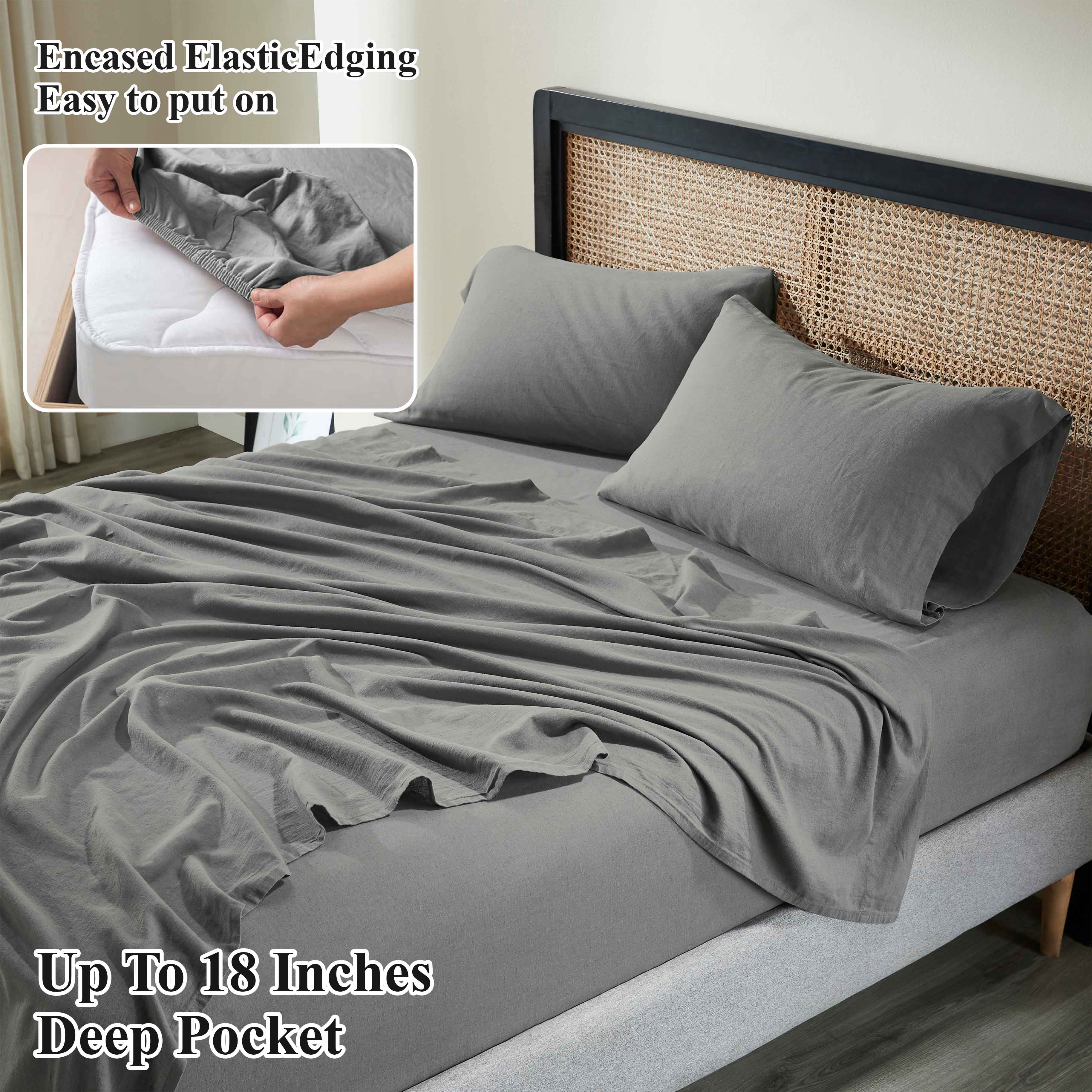 Orion Cotton Linen Blend Garment Washed Deep Pocket Bed Sheet Set - Sheet Set by Superior