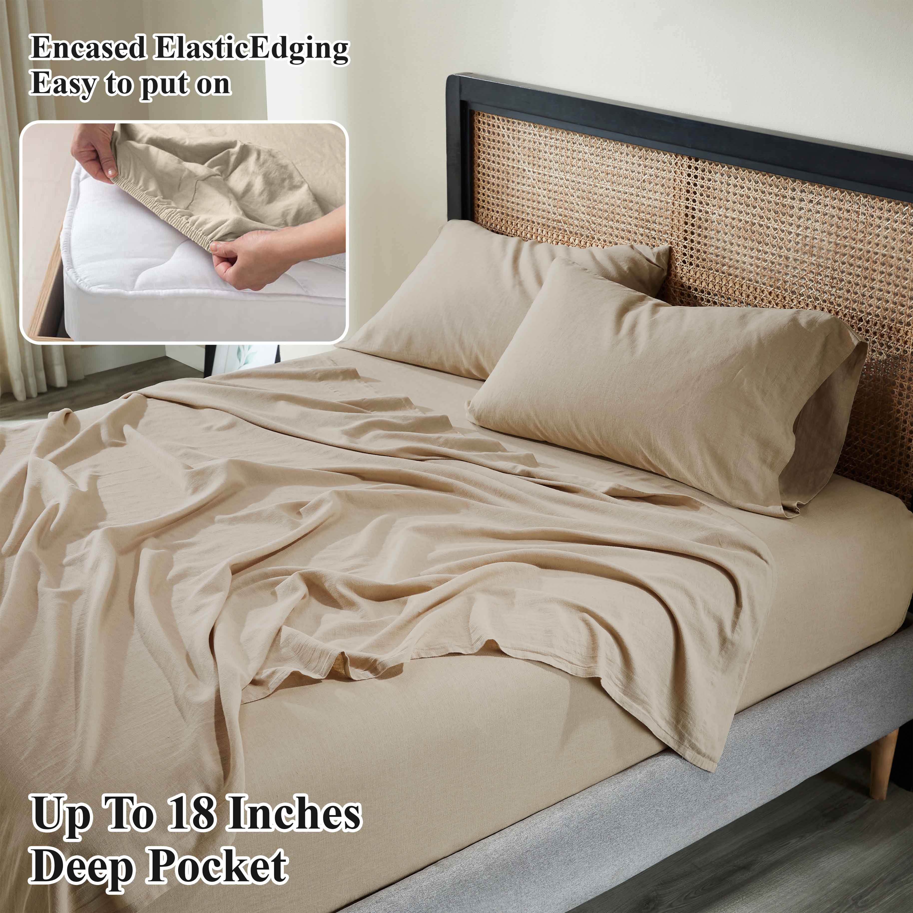 Orion Cotton Linen Blend Garment Washed Deep Pocket Bed Sheet Set - Sheet Set by Superior