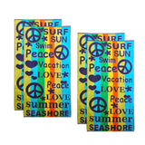 Peace Love Oversized Cotton 4 Piece Beach Towel Set - Beach Towel by Superior