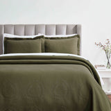 Peploi Medium Weight Jacquard Matelasse Floral Wreath Bedspread Set - Bedspread by Superior