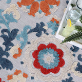Petunia Vintage Floral Scroll Area Rug Indoor Outdoor Rugs - Rugs by Superior