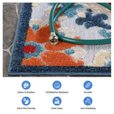 Petunia Vintage Floral Scroll Area Rug Indoor Outdoor Rugs - Rugs by Superior